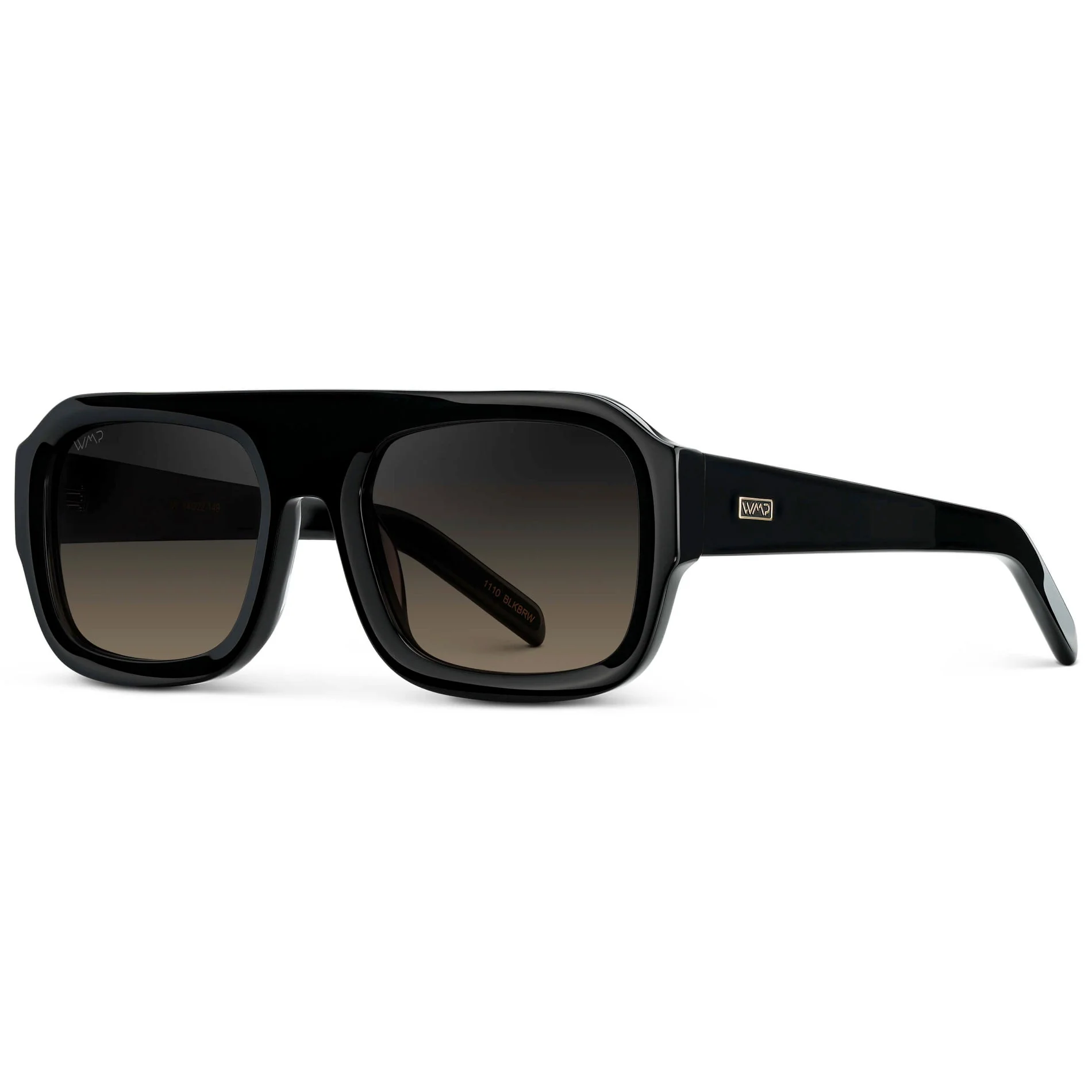 WMP Oversized Rectangular Aviator Sunglasses, Black, Polarized - Image 4