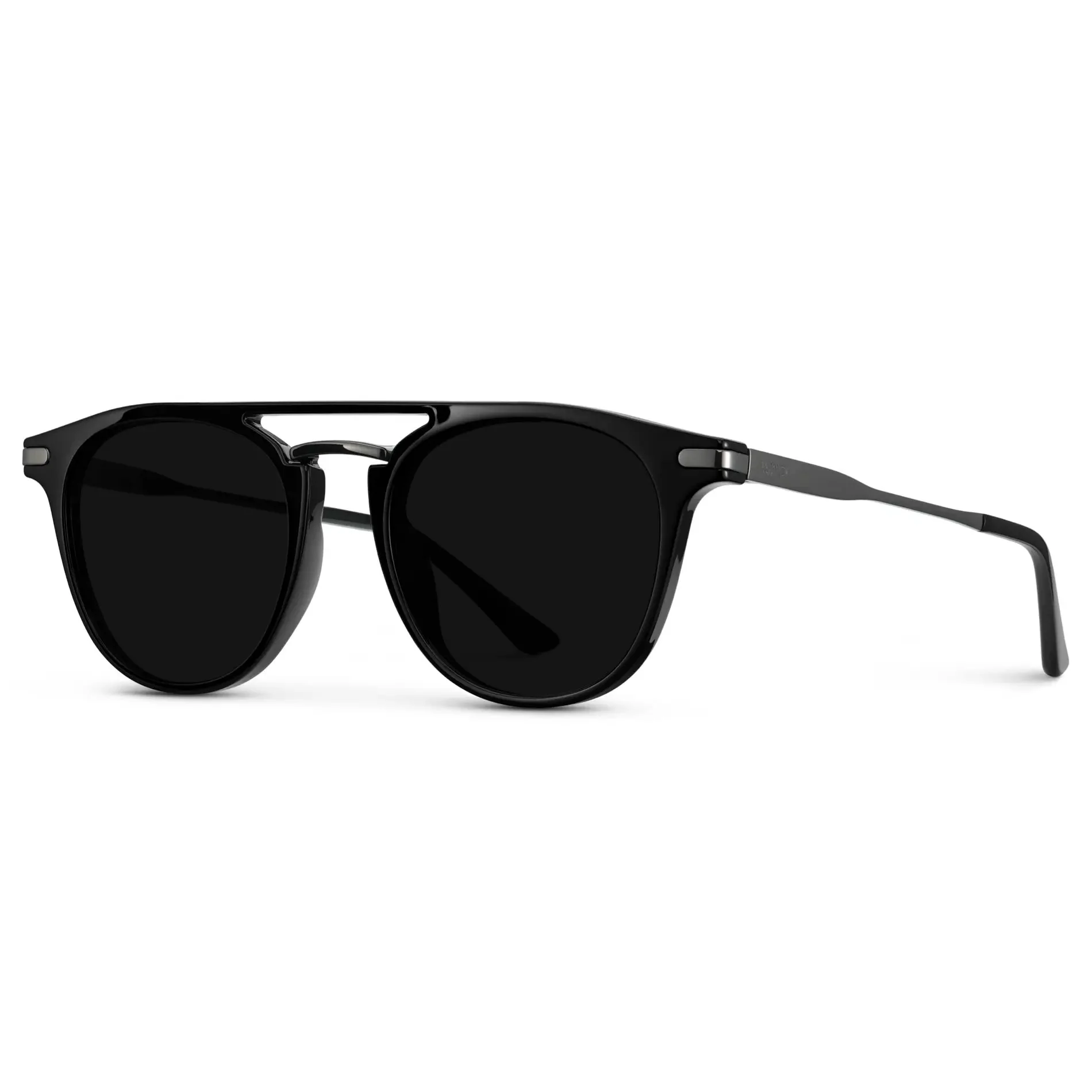 HAYES Men's Keyhole Round Sunglasses l Triple Black - WMP Eyewear - Image 3