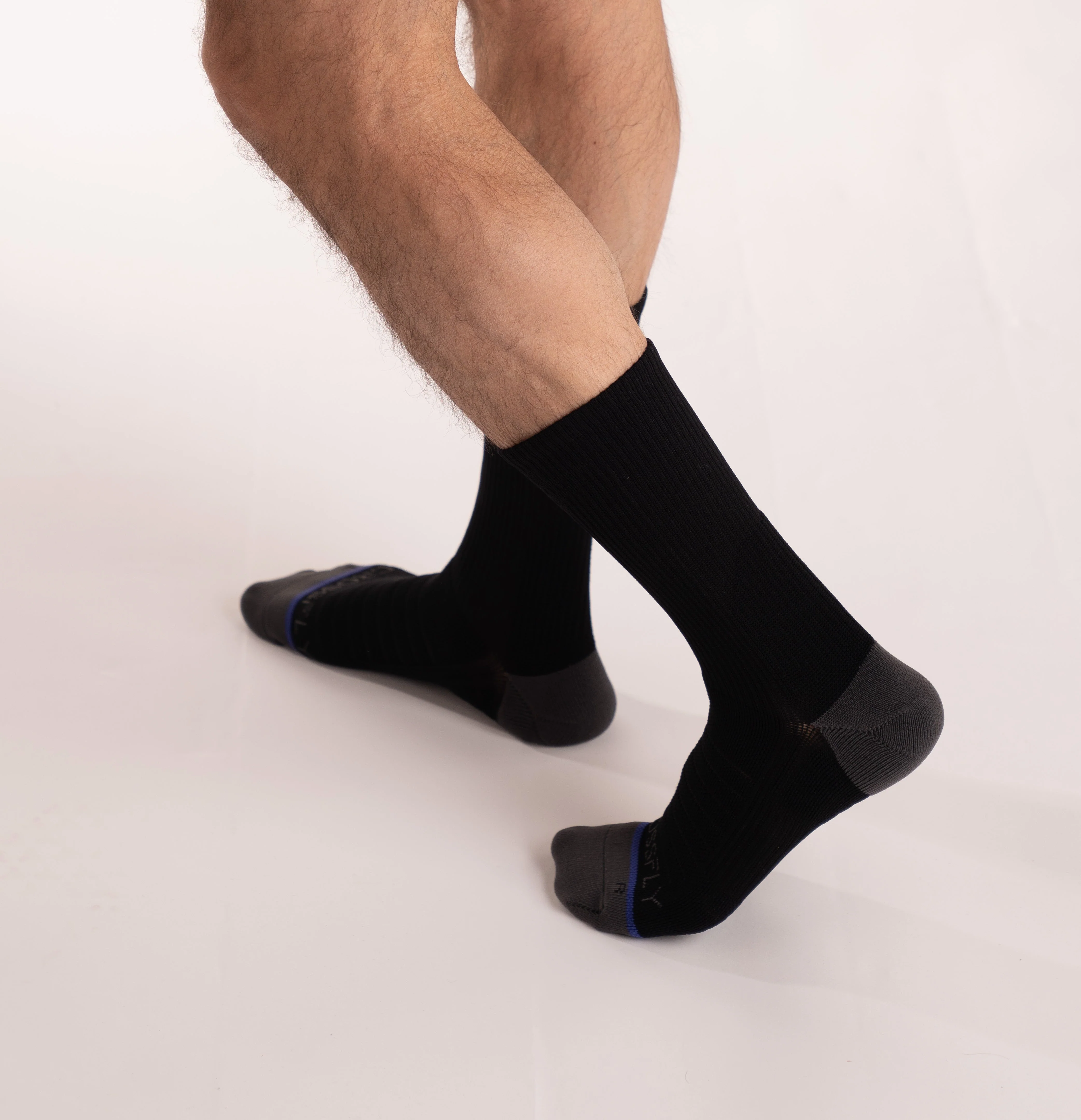 Men's 10 Inch Crew Socks with Arch Support, Black - Image 3