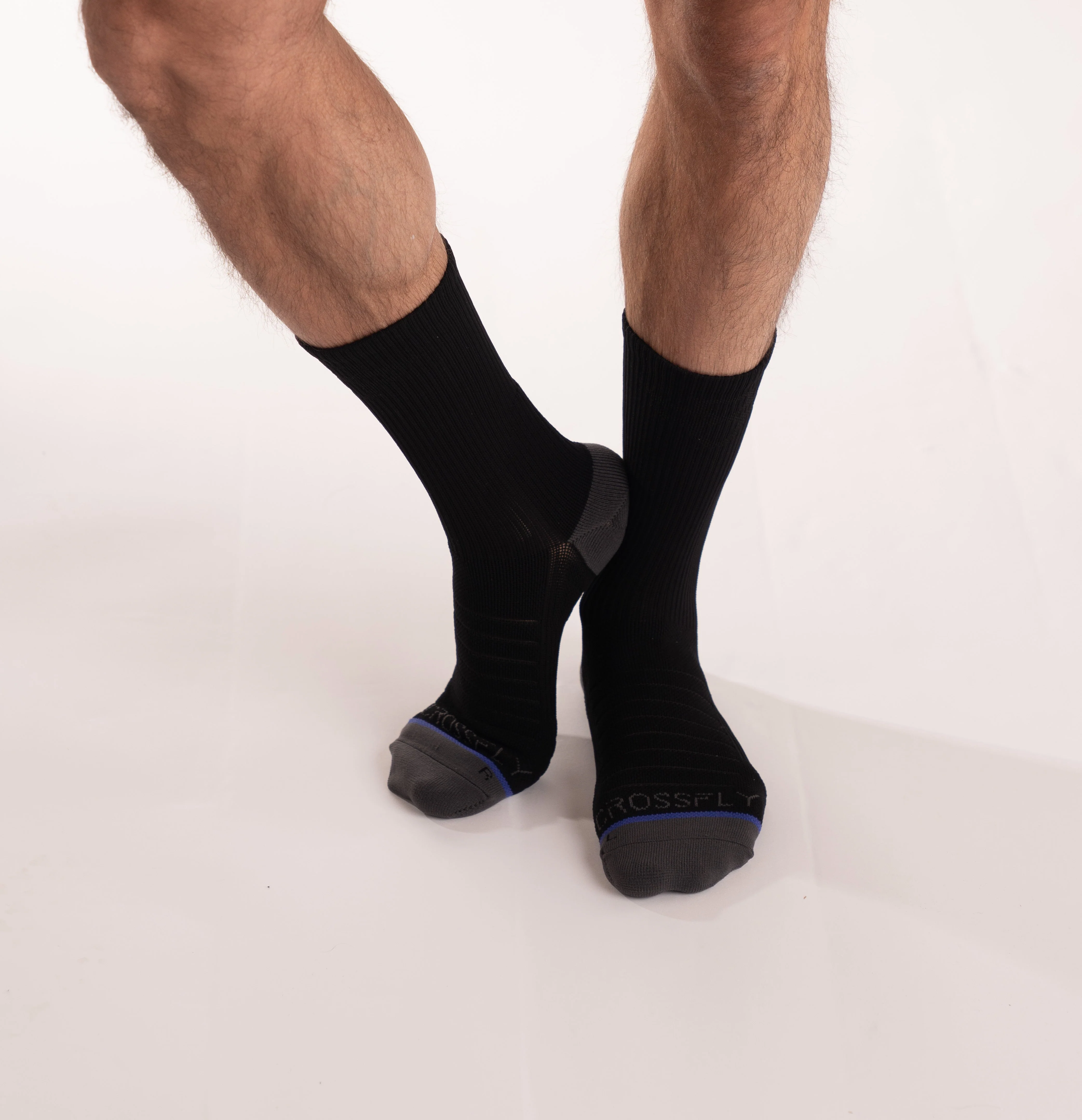 Men's 10 Inch Crew Socks with Arch Support, Black - Image 4