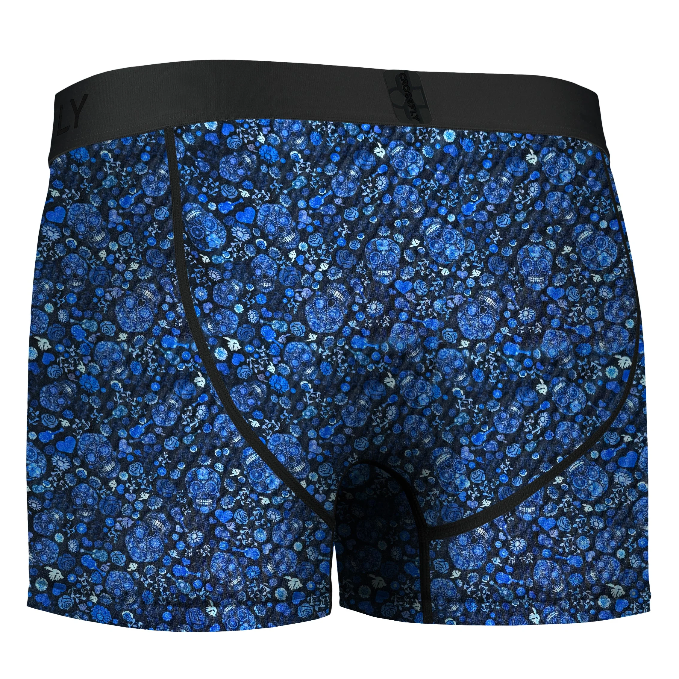 IKON Men's 3" Trunks - Skulls and Hearts Blues - Image 2