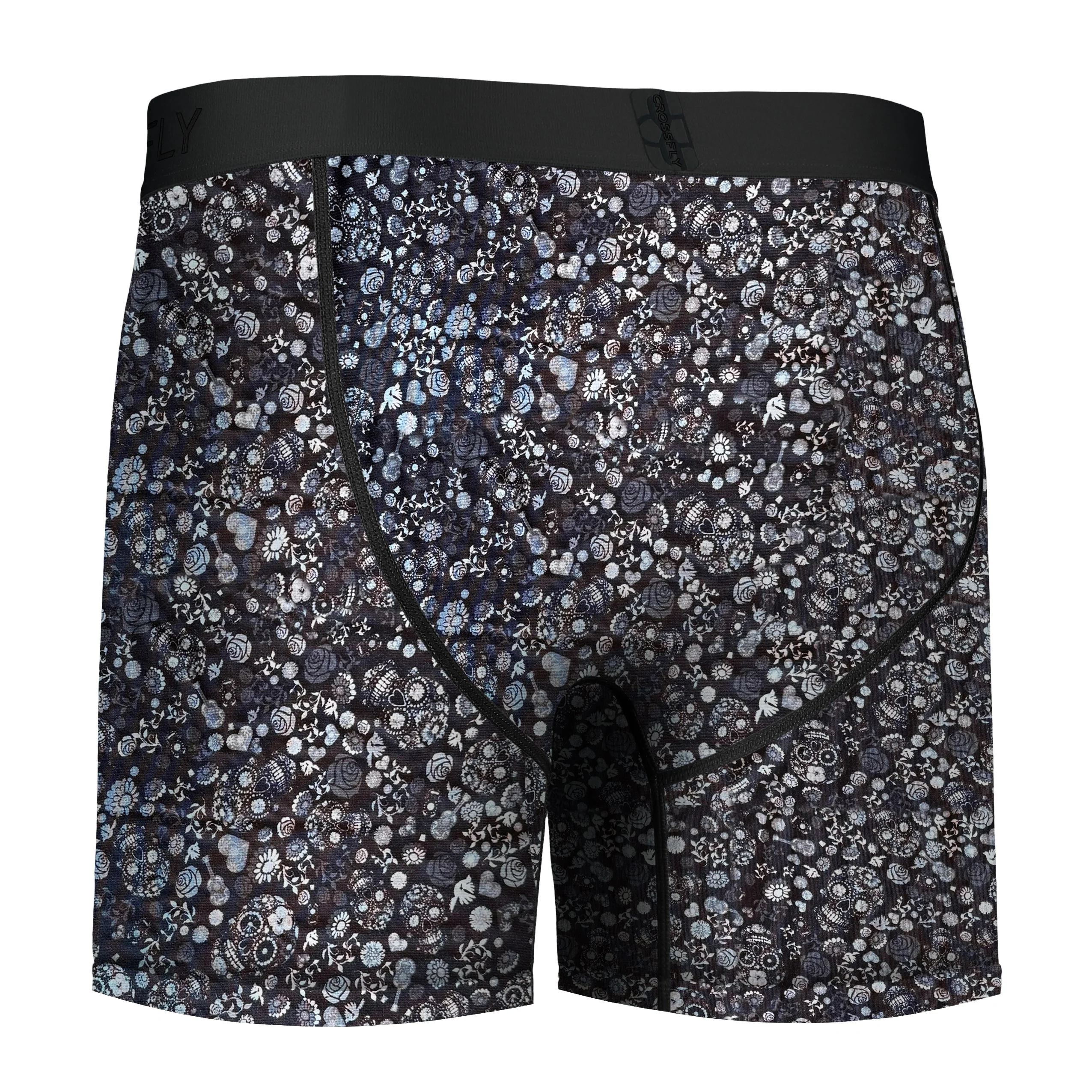 IKON Men's 6" Boxers - Skulls and Heart Black - Image 4