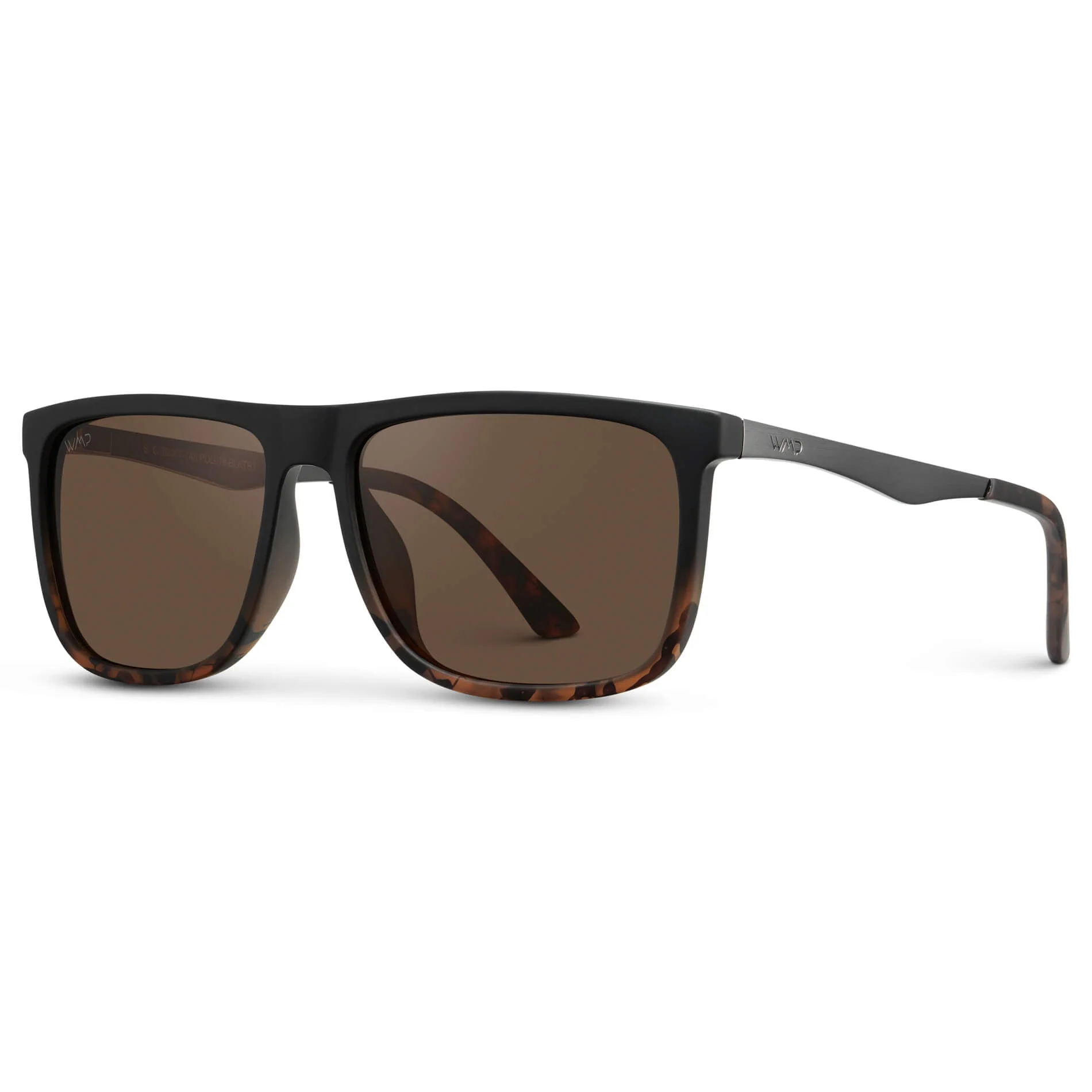 JACOB Rectangular Polarized Matte Black Tortoise Sunglasses by WMP Eyewear - Image 4