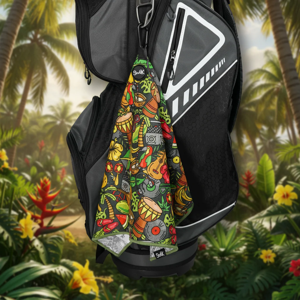 Jamaica Golf Towel Magnet Microfibre Waffle 40x60cm - Image 9