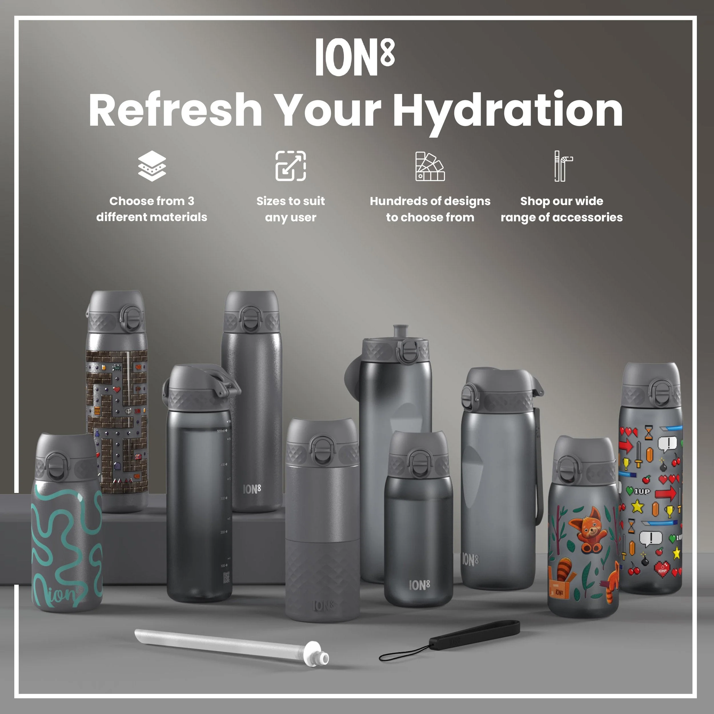 Leak Proof Slim Water Bottle, Recyclon, Sport Cars, 500ml (18oz) - Image 7