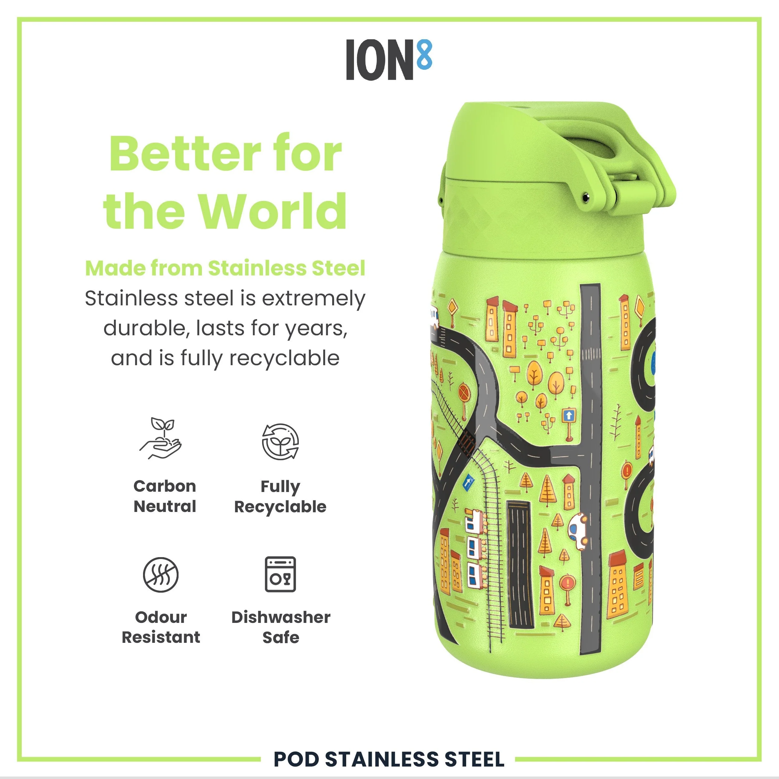 Leak Proof Water Bottle, Stainless Steel, Cars, 400ml (13oz) - Image 5