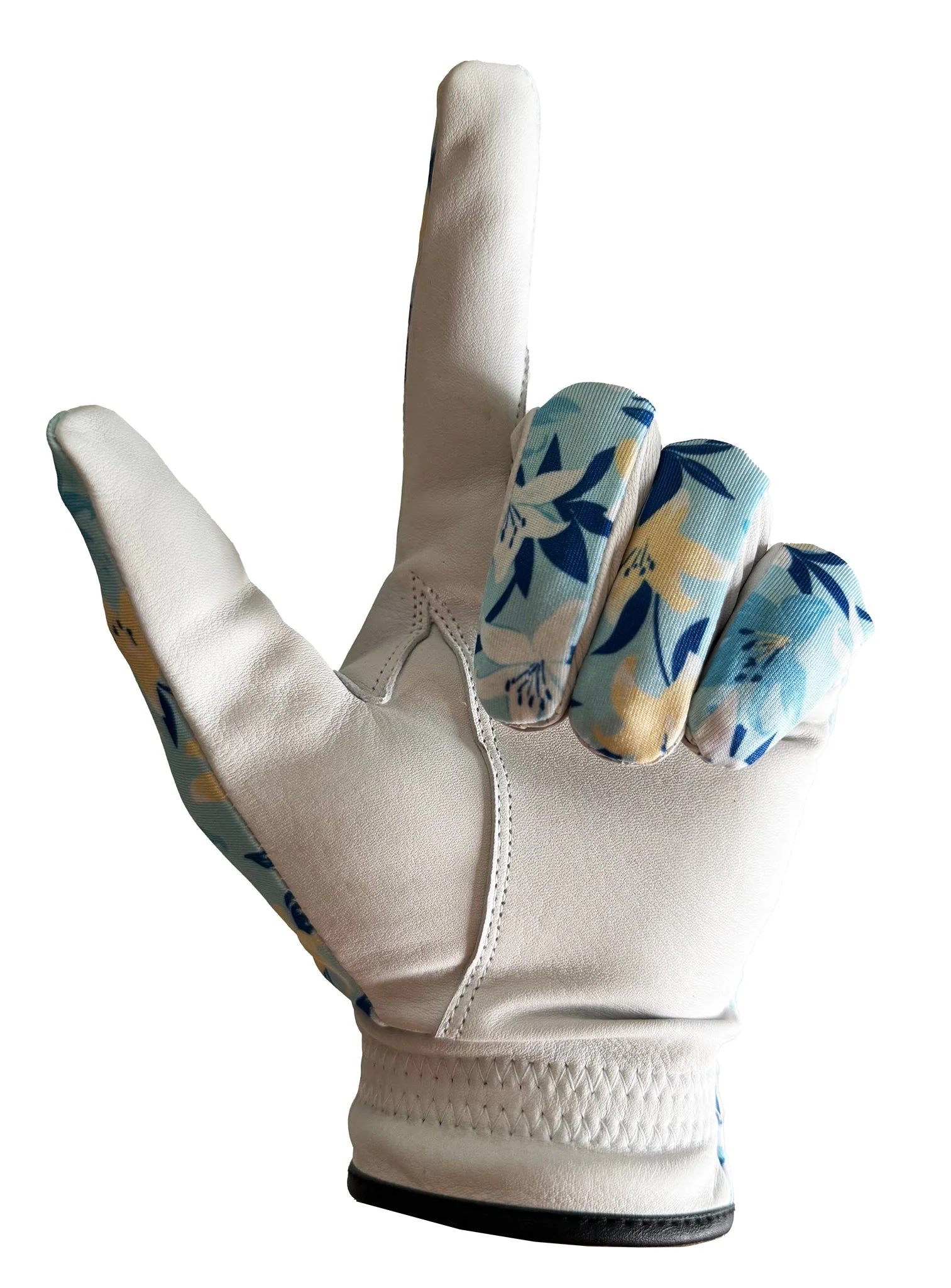 Cabretta Leather Floral Golf Glove Light Blue - Image 4