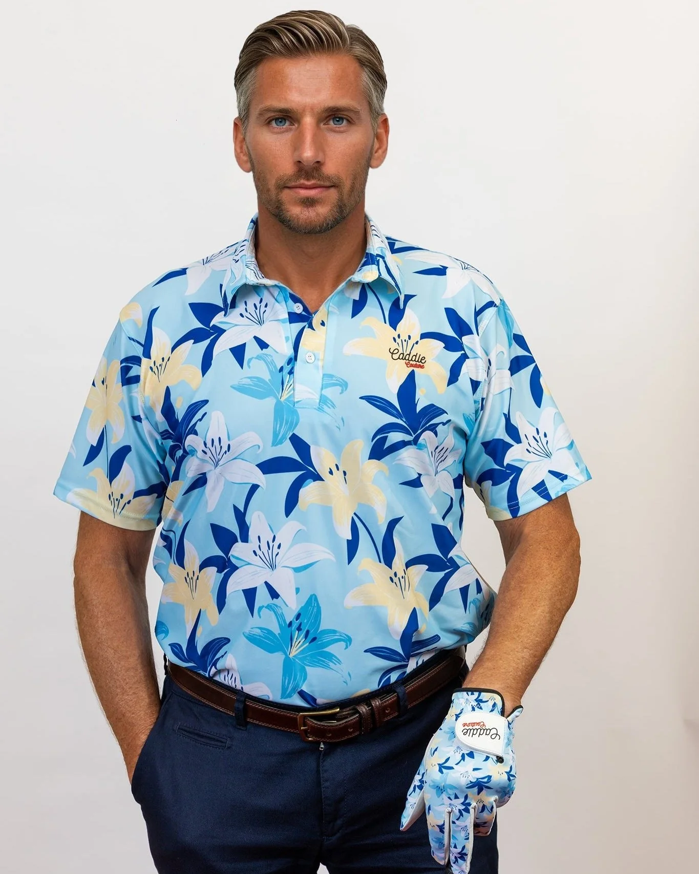 Men’s Floral Golf Polo – 4-Way Stretch, Moisture-Wicking, Slim Fit - Image 2