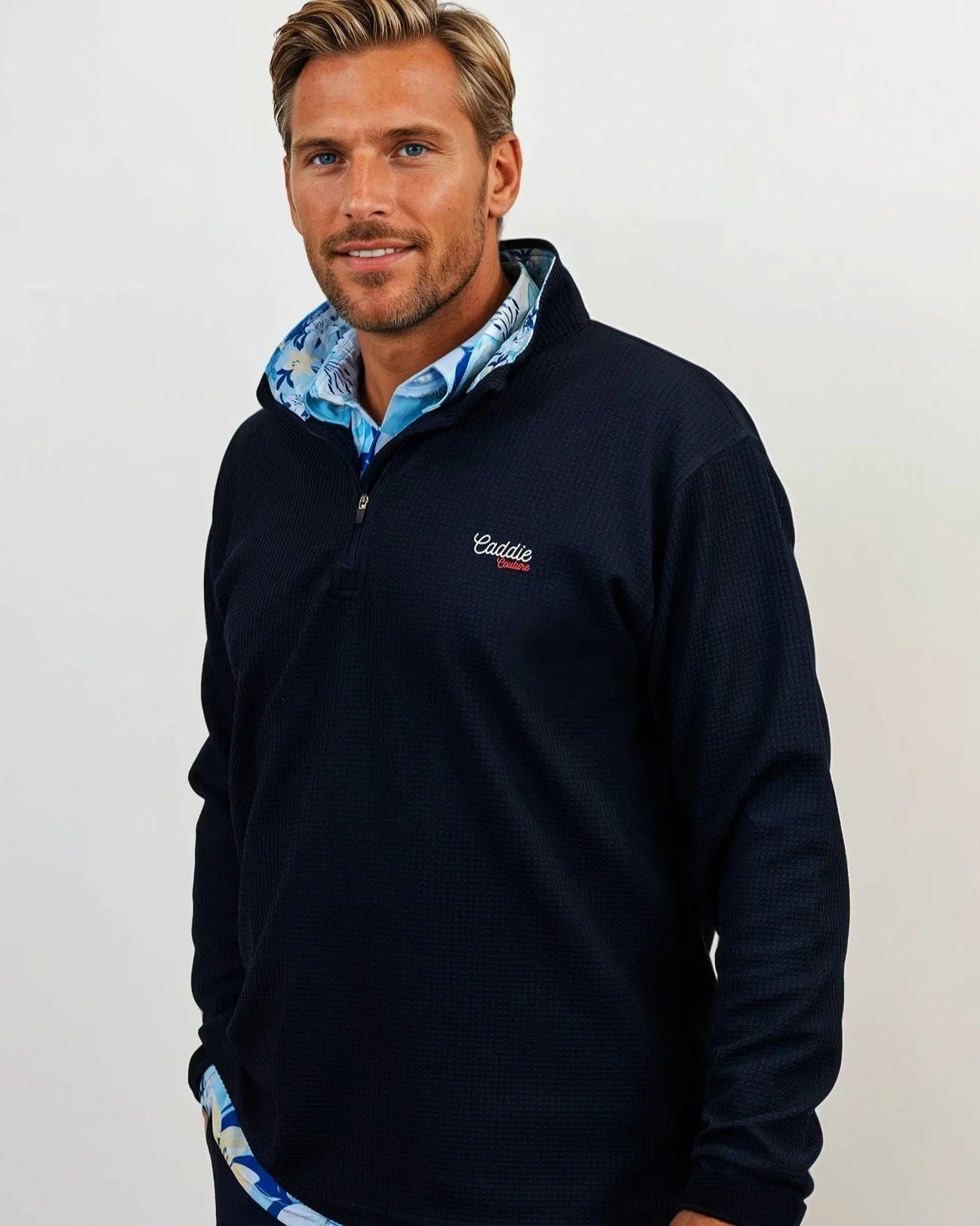 Navy Golf Performance Quarter Zip Pullover, 4-Way Stretch - Image 5