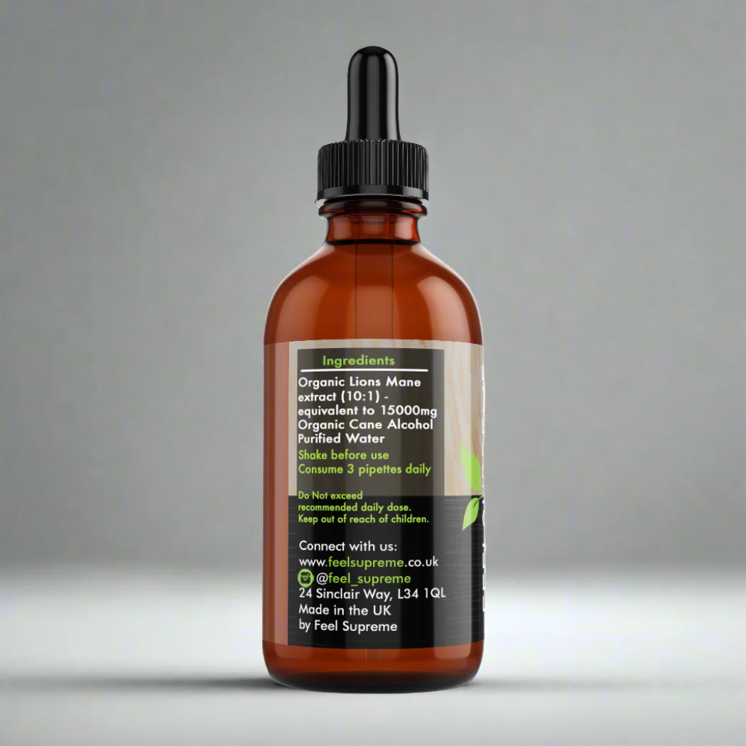 Lion's Mane Dual-Extract Liquid 60ml | Fruiting Body Nootropic - Image 3