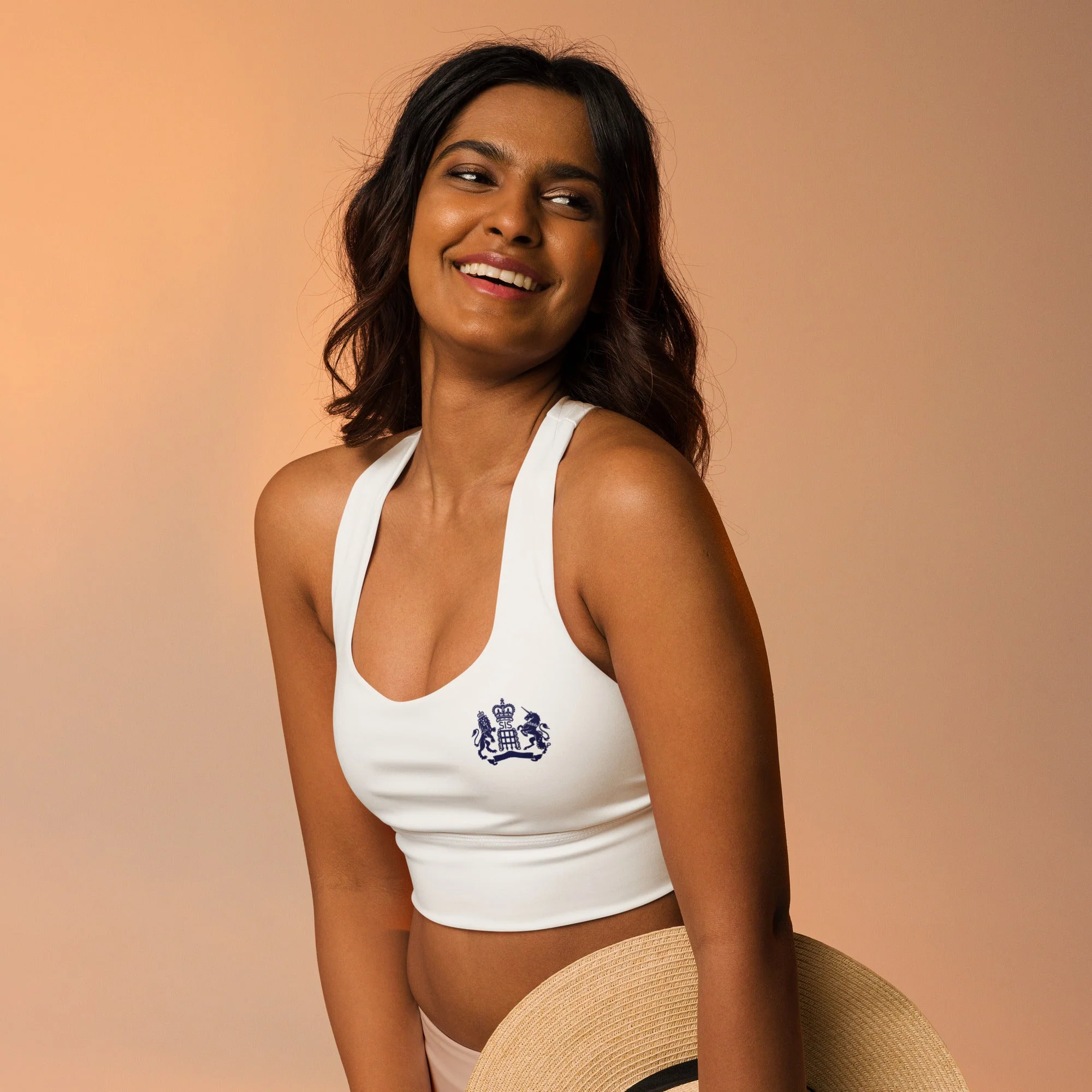 Longline White Sports Bra - Image 2