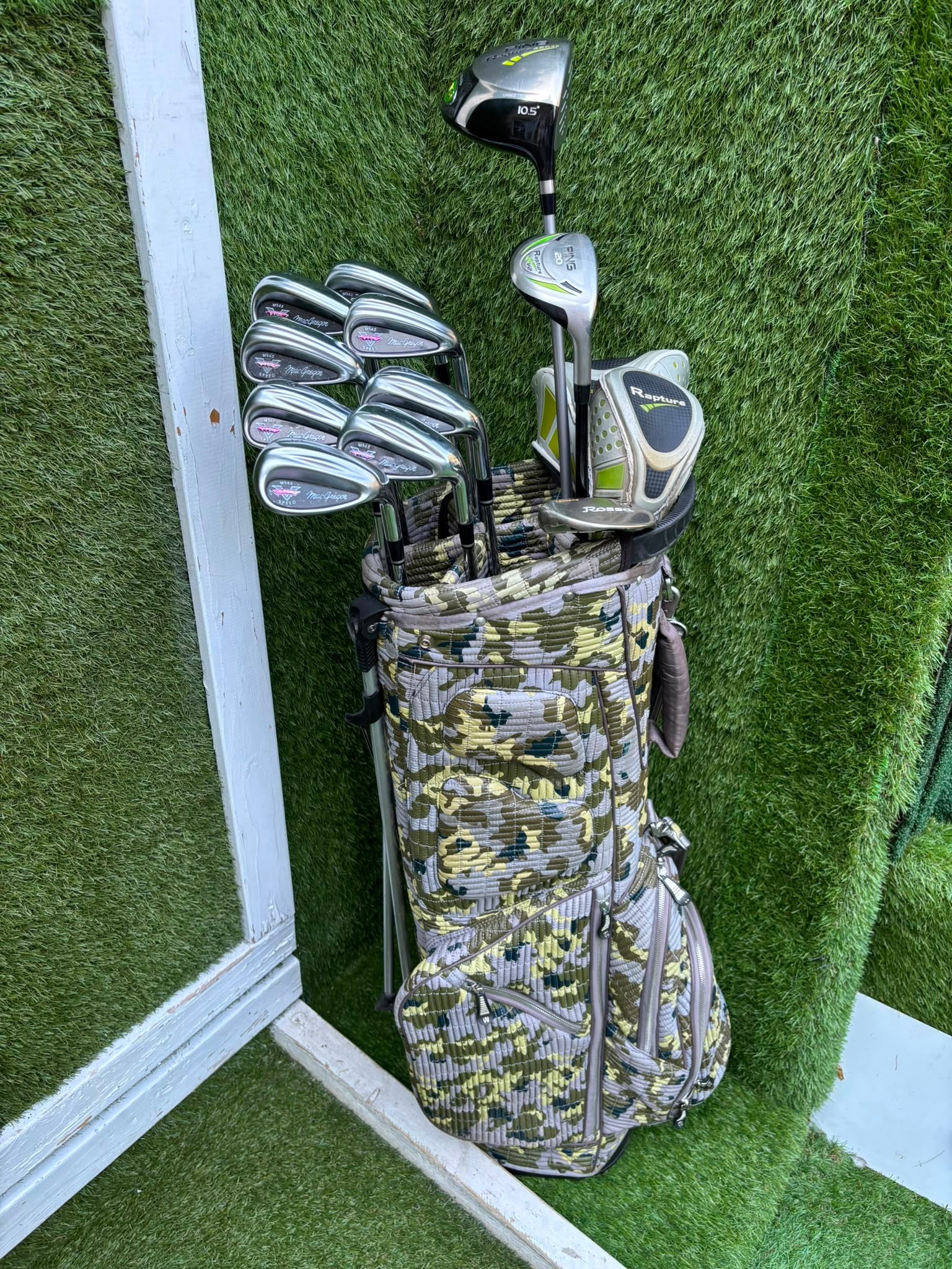 MacGregor V-Foil M565 Irons, Ping Driver, Ping Hybrid, TaylorMade Putter & Premium OUUL Camouflage Stand Bag - Image 35