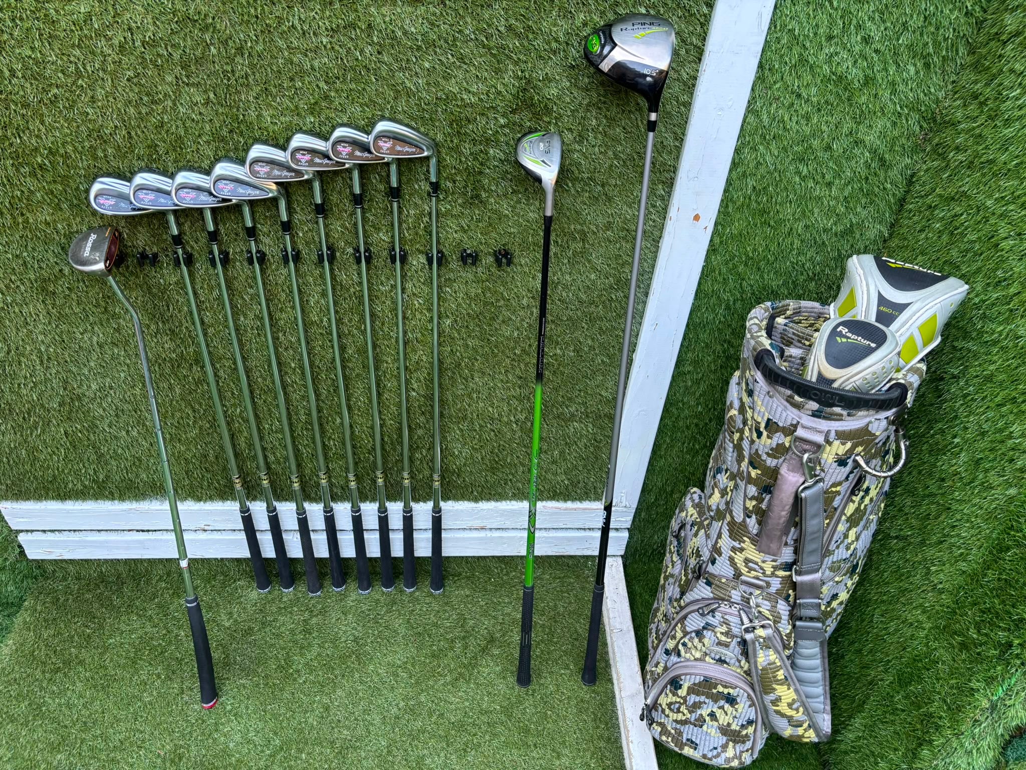 MacGregor V-Foil M565 Irons, Ping Driver, Ping Hybrid, TaylorMade Putter & Premium OUUL Camouflage Stand Bag - Image 36
