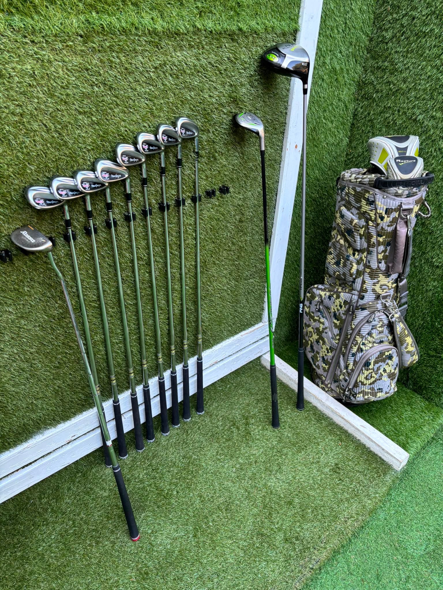 MacGregor V-Foil M565 Irons, Ping Driver, Ping Hybrid, TaylorMade Putter & Premium OUUL Camouflage Stand Bag - Image 38