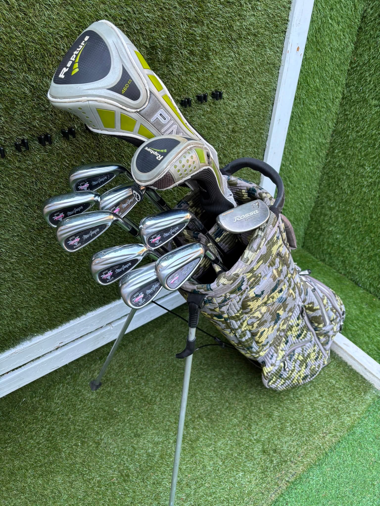 MacGregor V-Foil M565 Irons, Ping Driver, Ping Hybrid, TaylorMade Putter & Premium OUUL Camouflage Stand Bag - Image 39
