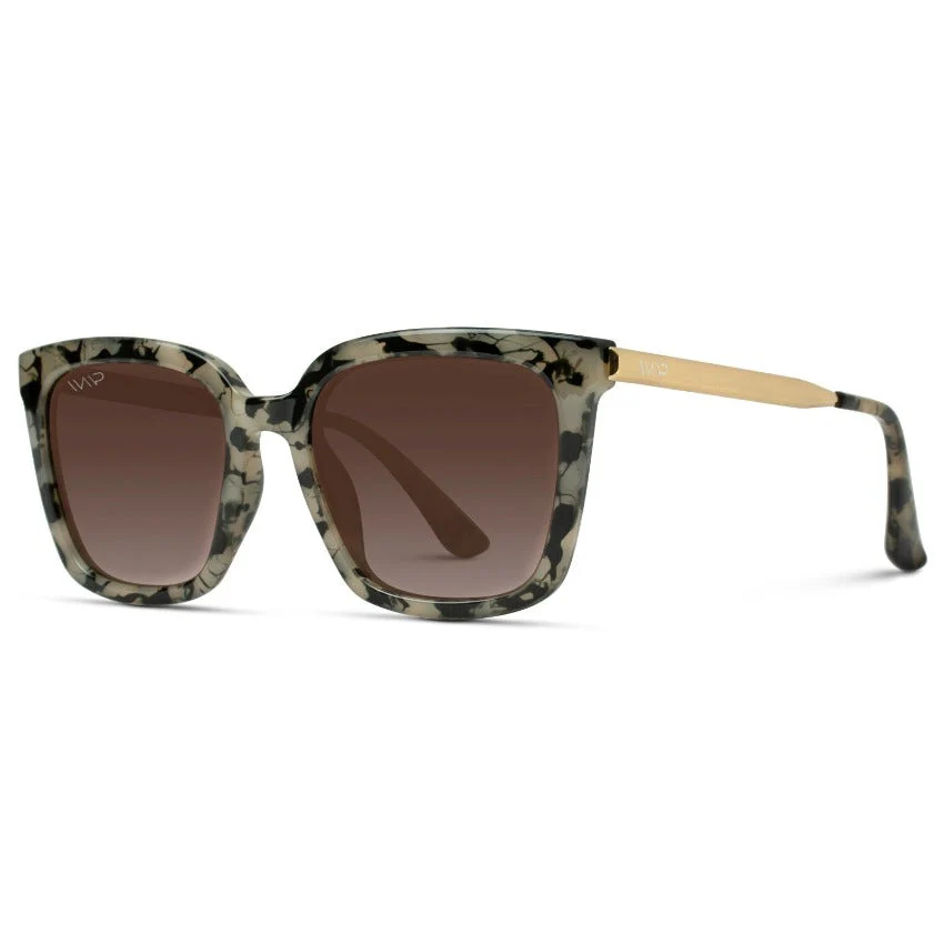 WMP Oversized Beige Tortoise Polarized Sunglasses, Metal Accents - Image 5