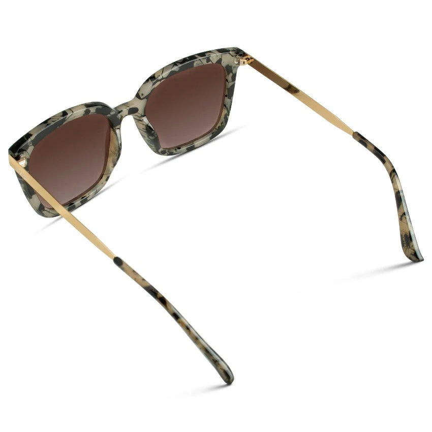 WMP Oversized Beige Tortoise Polarized Sunglasses, Metal Accents - Image 7