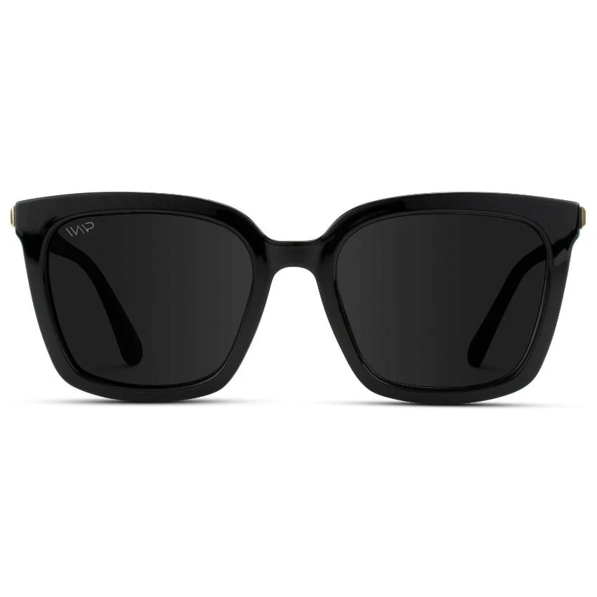 Oversized Black Square Polarized Women's Sunglasses WMP