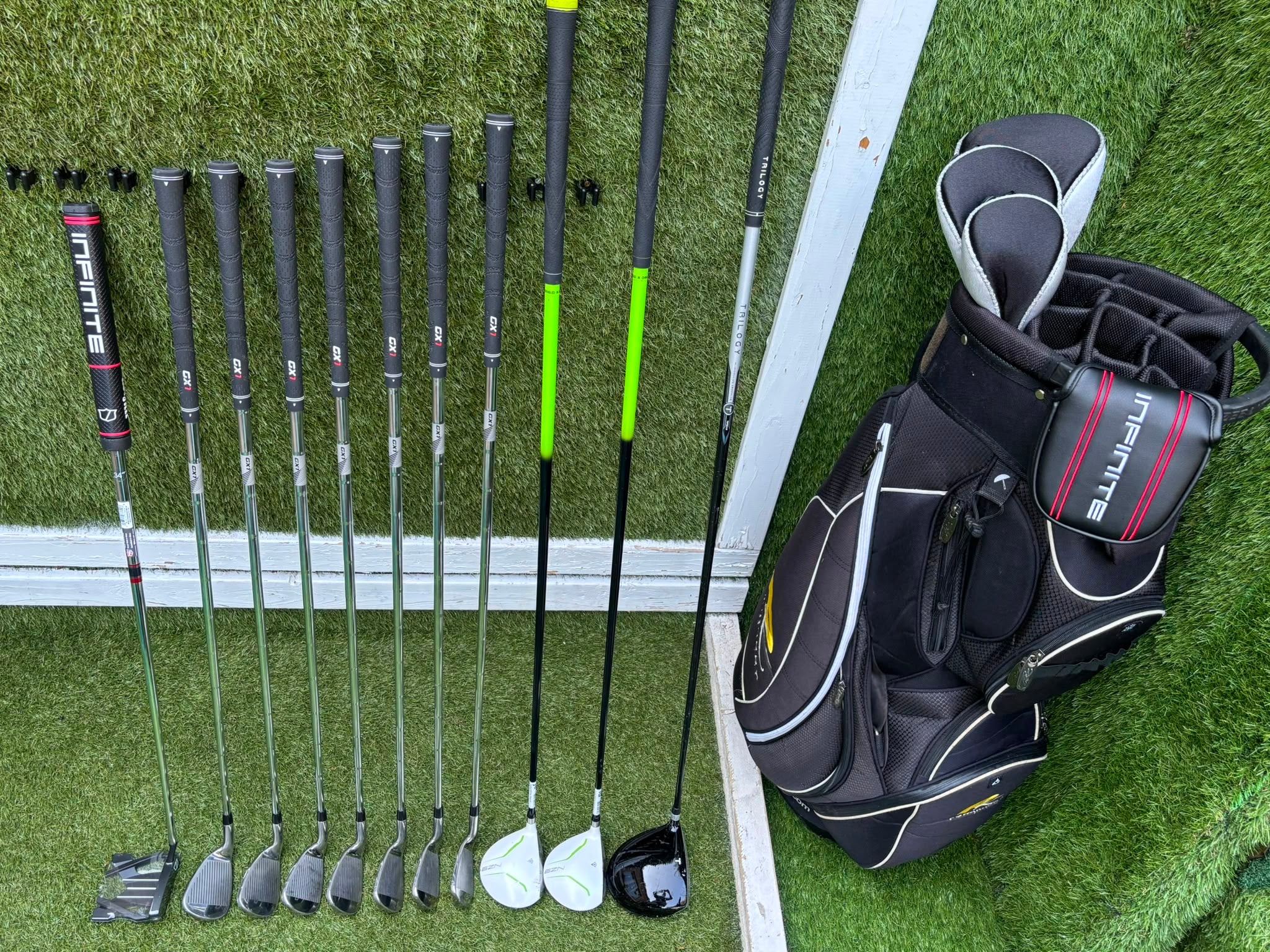 Masters GX1 Irons, Trilogy Ti-Matrix Driver, Dunlop NZ9 Fairway Woods, Wilson Infinite Buckingham Putter & PowaKaddy Cart Bag - Image 5