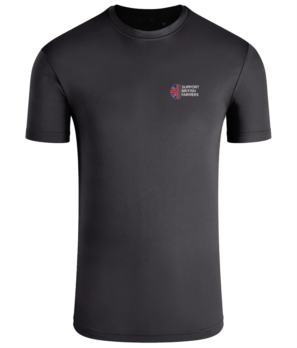 Mens TriDri Field Performance T-Shirt Charcoal Support British Farmers