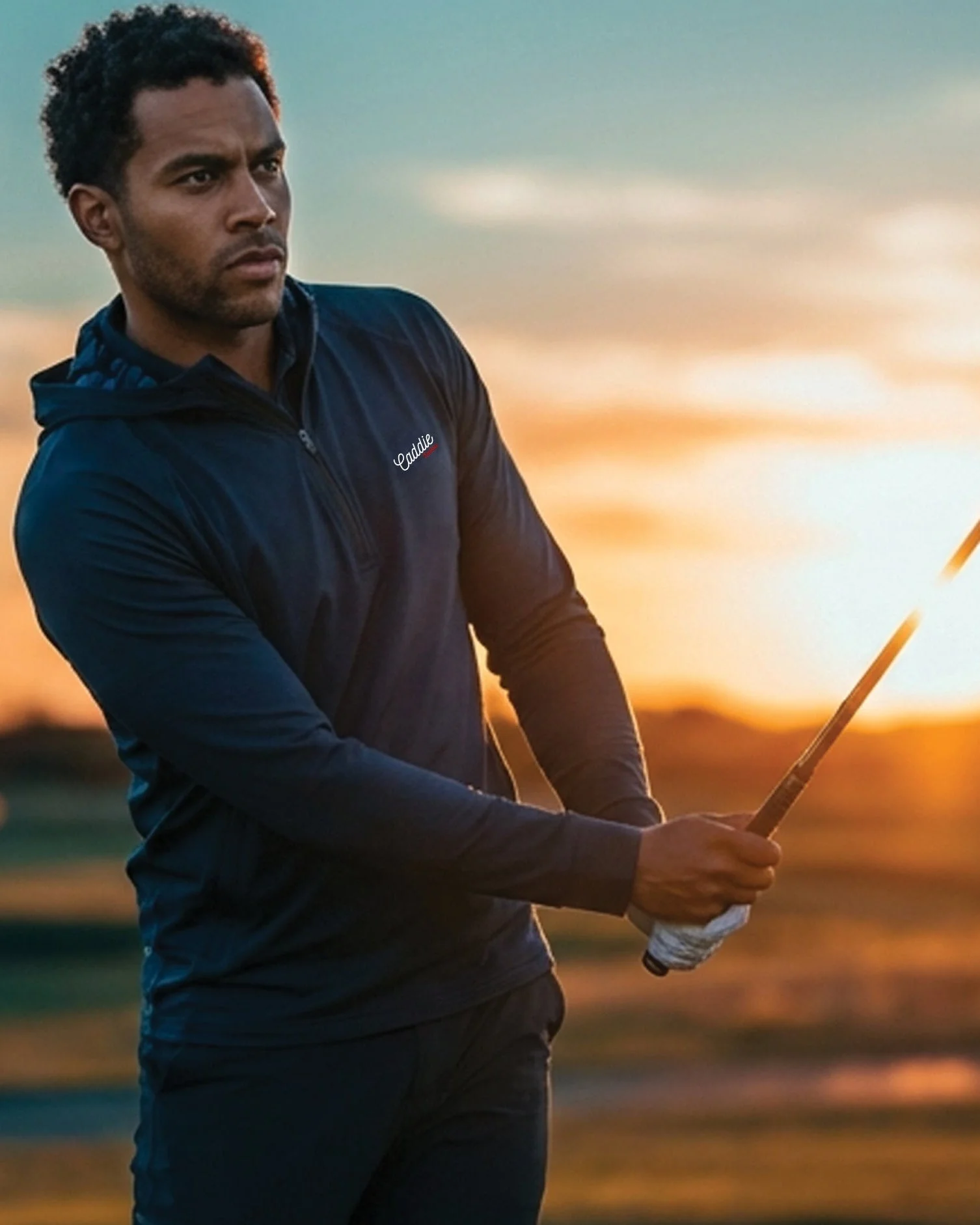 Men's Lightweight Stretch Golf Hoodie, Quarter Zip, Breathable - Image 3
