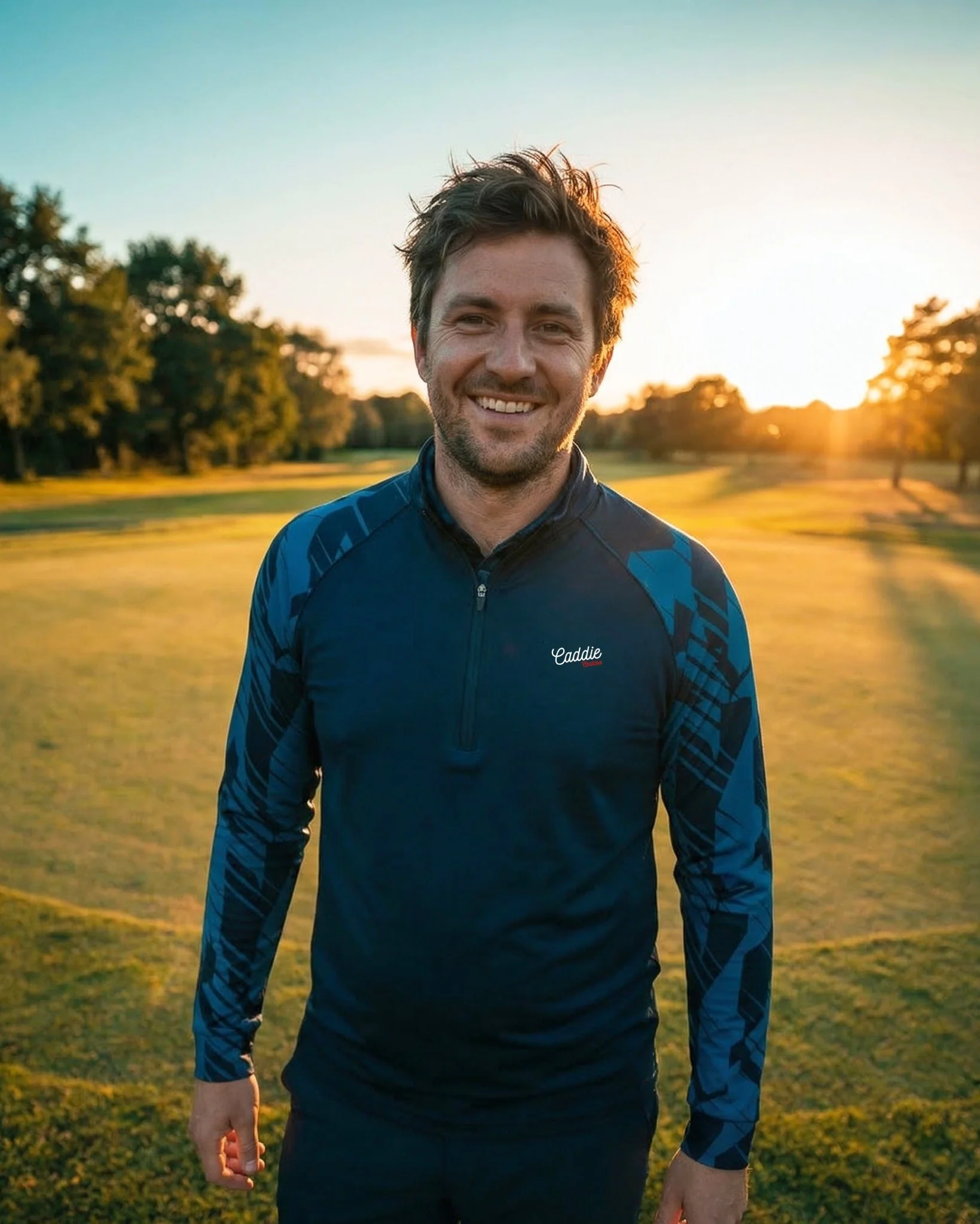 Men's Navy Golf 4-Way Stretch Performance Quarter Zip - Image 3
