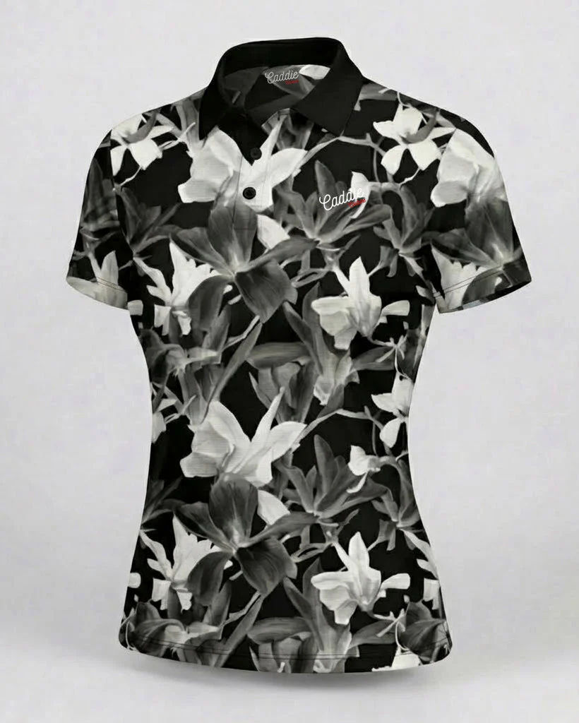 Women's 4-Way Stretch Floral Golf Polo, Moisture-Wicking