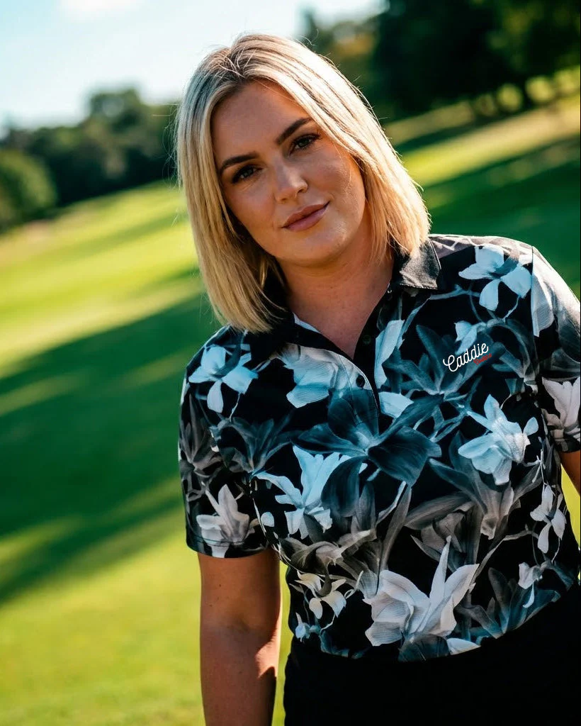 Women's 4-Way Stretch Floral Golf Polo, Moisture-Wicking - Image 3