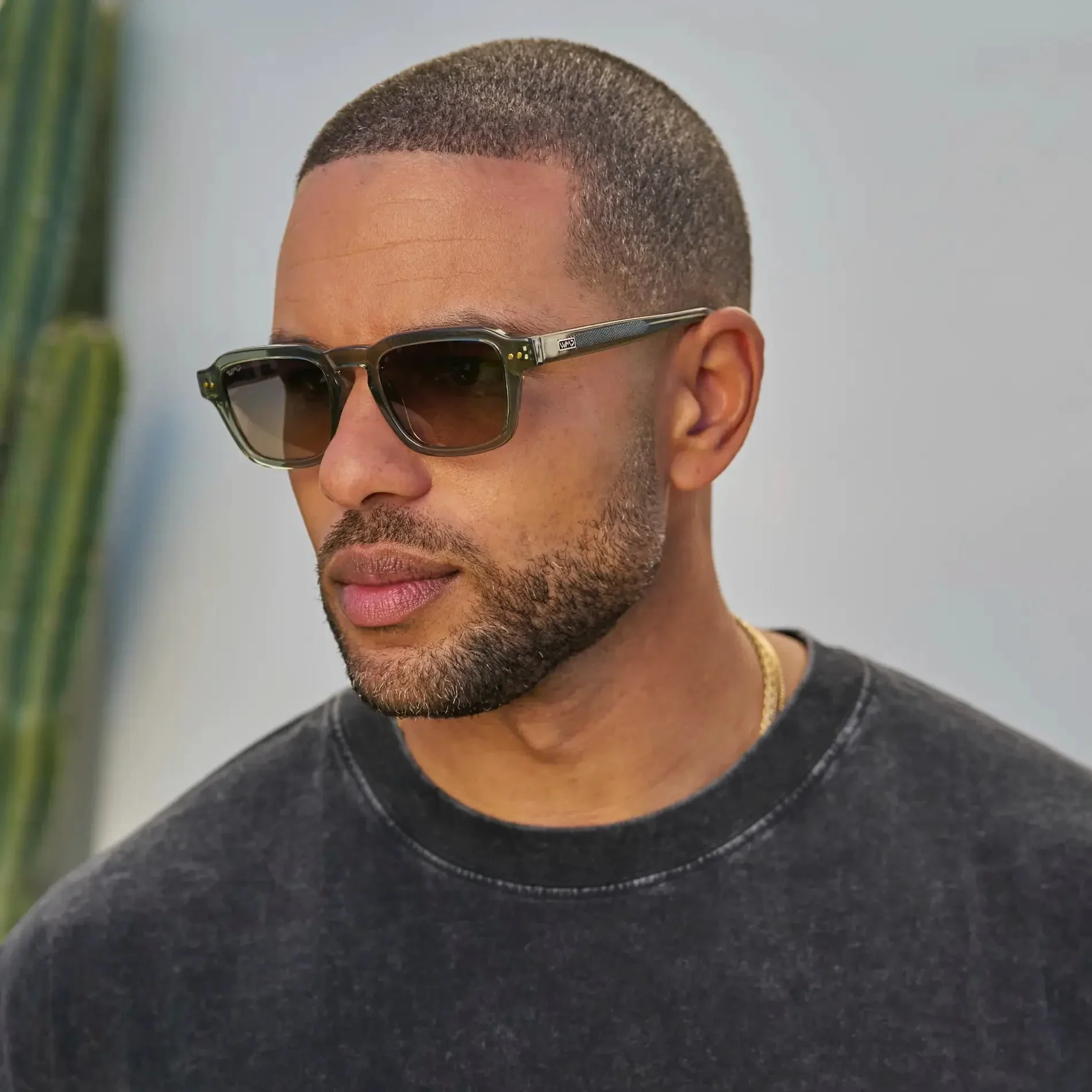 MORRIS Rectangular Polarised Sunglasses for Men Sage Green l WMP Eyewear - Image 2