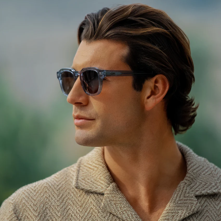 WMP Men's Polarized Square Denim Blue Sunglasses UV400 Acetate - Image 3