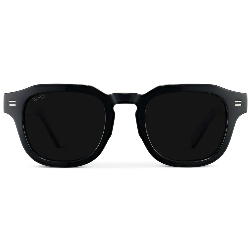 Polarized Triple Black Square Sunglasses, Thick Retro Frame WMP