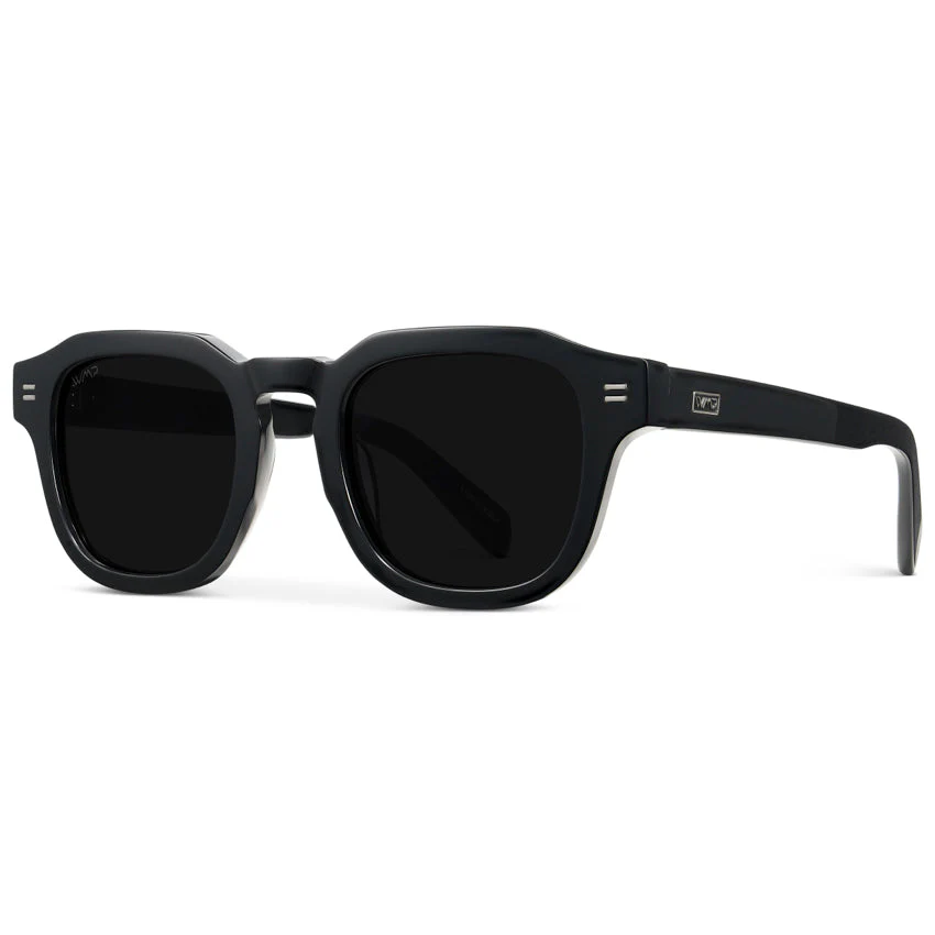 Polarized Triple Black Square Sunglasses, Thick Retro Frame WMP - Image 4