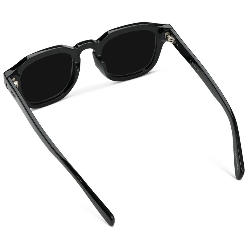 Polarized Triple Black Square Sunglasses, Thick Retro Frame WMP - Image 5