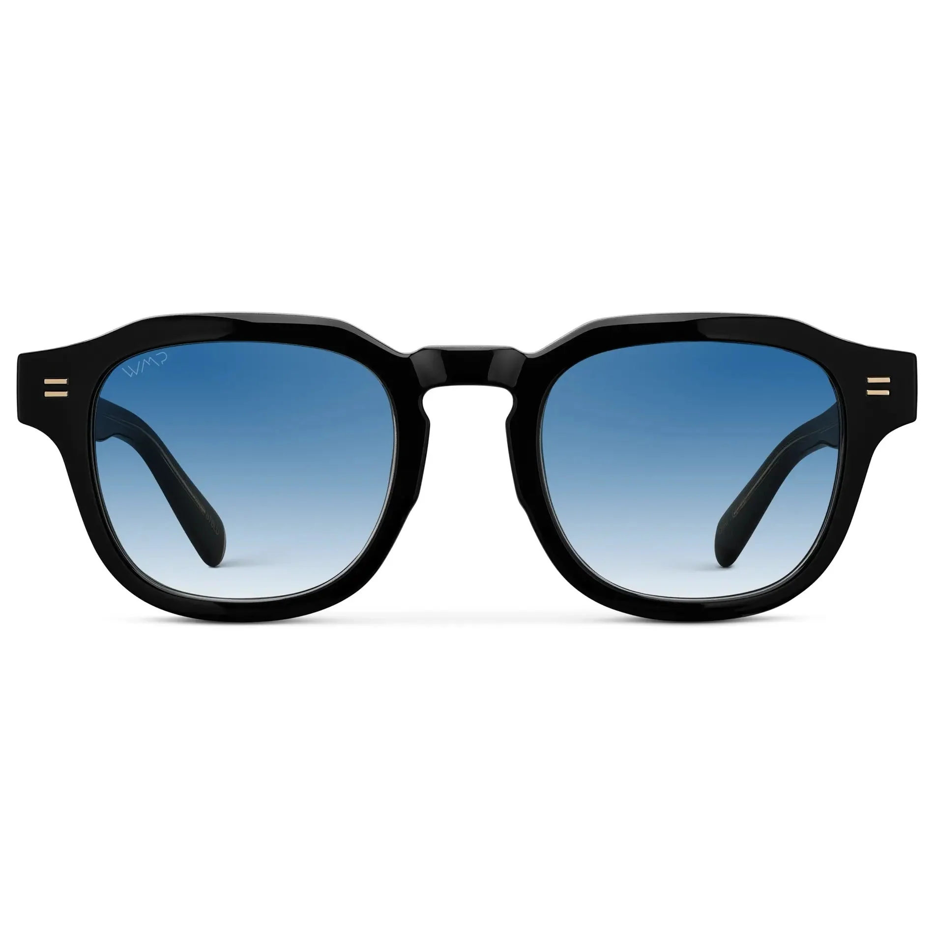 NELSON Thick Framed Men's Sunglasses Black / Blue Tinted Lens l WMP Eyewear
