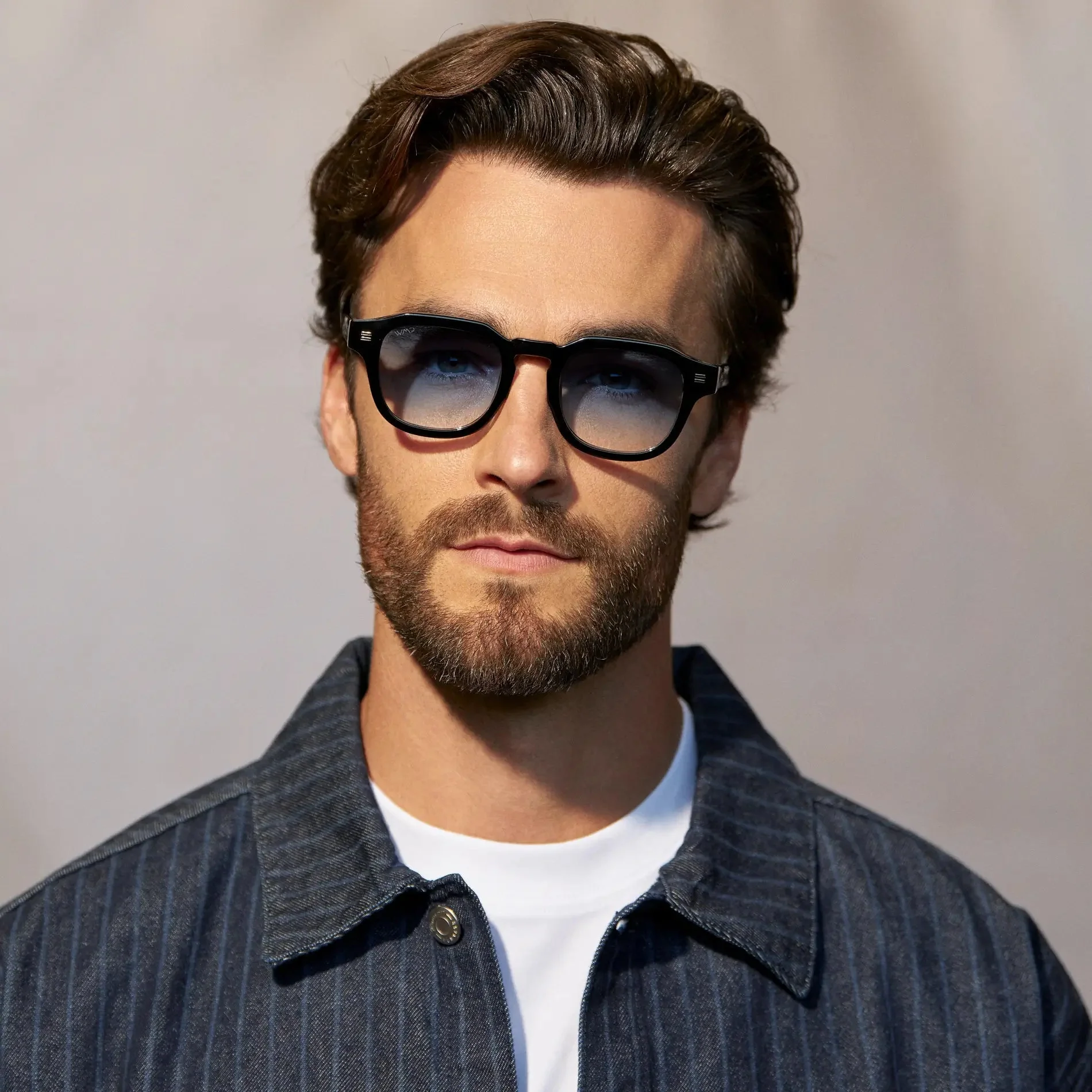 NELSON Thick Framed Men's Sunglasses Black / Blue Tinted Lens l WMP Eyewear - Image 2