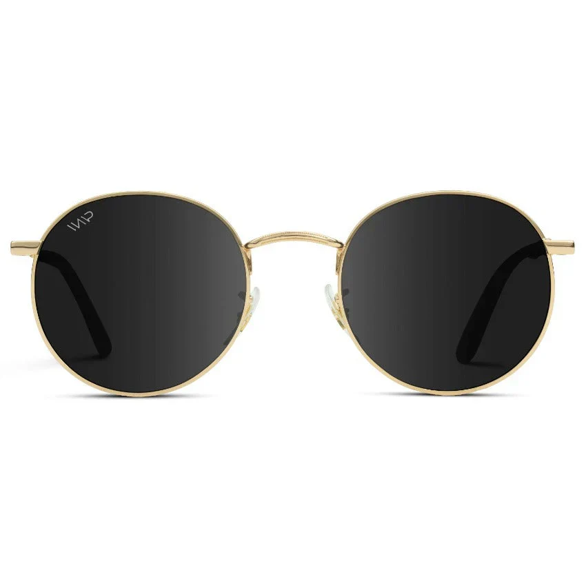 Retro Gold Round Polarized Sunglasses, UV400, Stainless Steel WMP