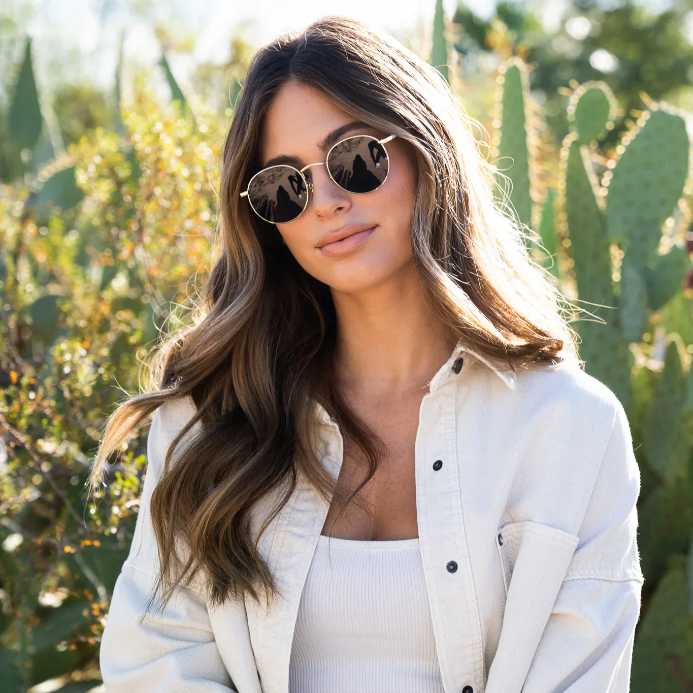 Retro Gold Round Polarized Sunglasses, UV400, Stainless Steel WMP - Image 2
