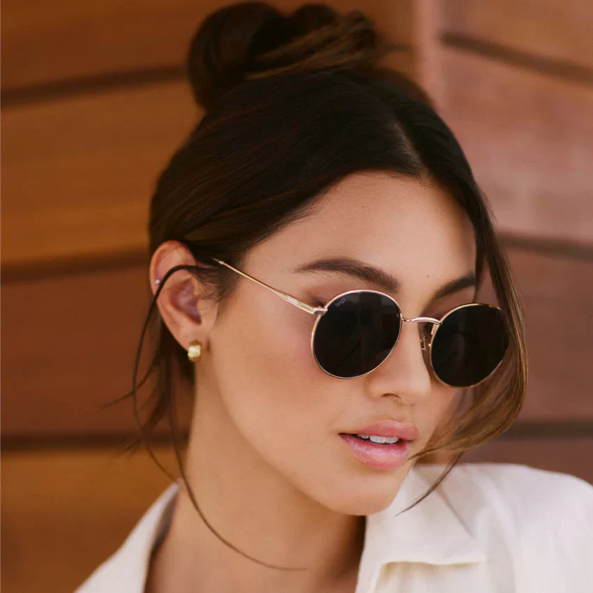 Retro Gold Round Polarized Sunglasses, UV400, Stainless Steel WMP - Image 3