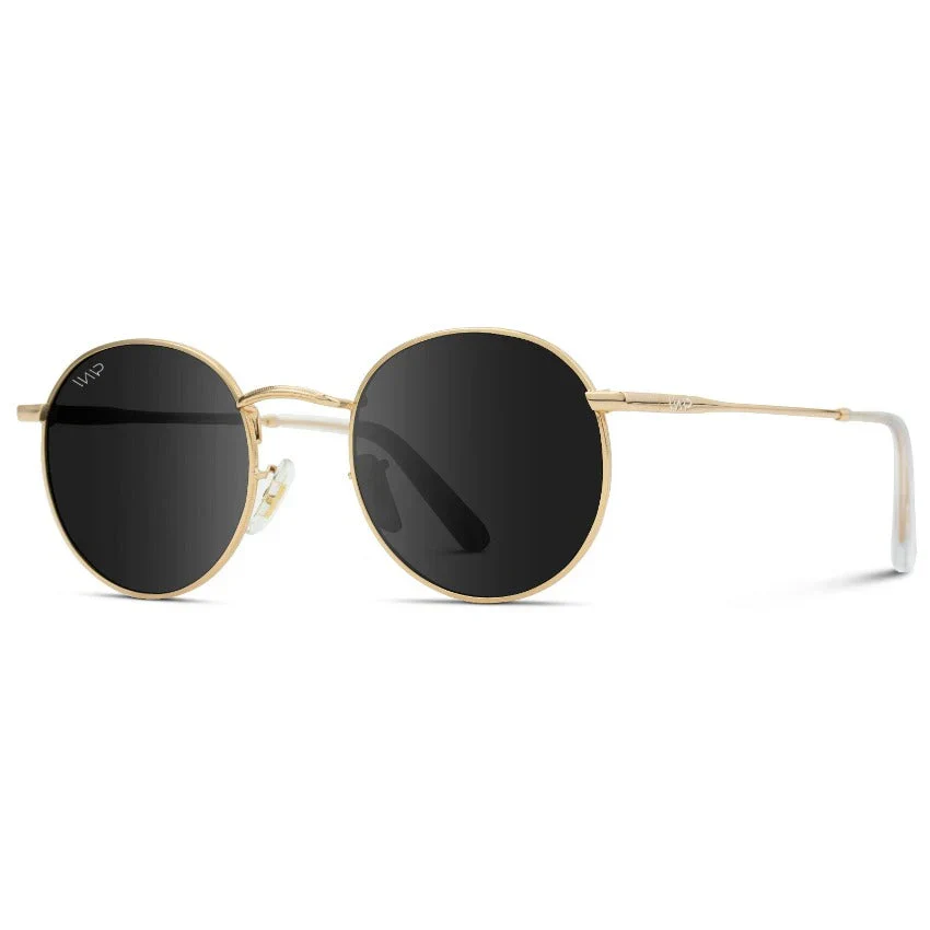 Retro Gold Round Polarized Sunglasses, UV400, Stainless Steel WMP - Image 4