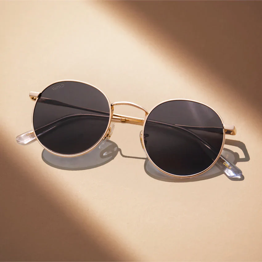 Retro Gold Round Polarized Sunglasses, UV400, Stainless Steel WMP - Image 6