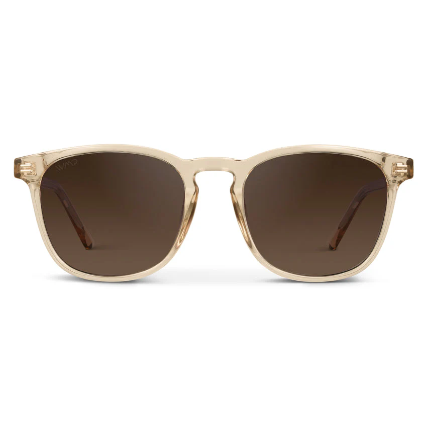 WMP Polarized Square Sunglasses Crystal Sand Brown Acetate