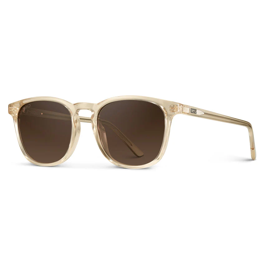WMP Polarized Square Sunglasses Crystal Sand Brown Acetate - Image 4