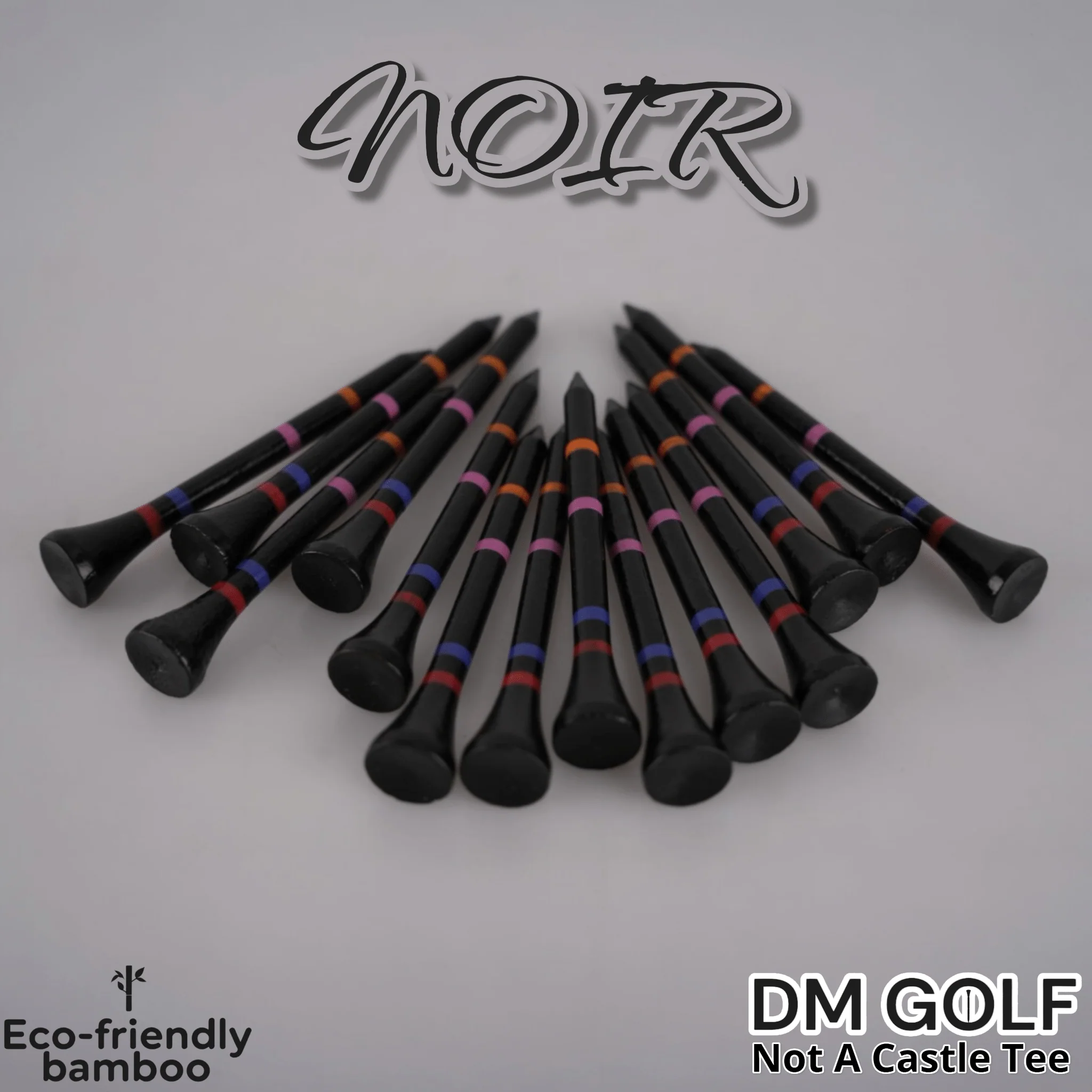 Noir-Not A Castle Tee-Premium 70mm Bamboo Golf Tee With Orange, Pink, Blue & Red Castle Height Indicators-50 Pack - Image 2