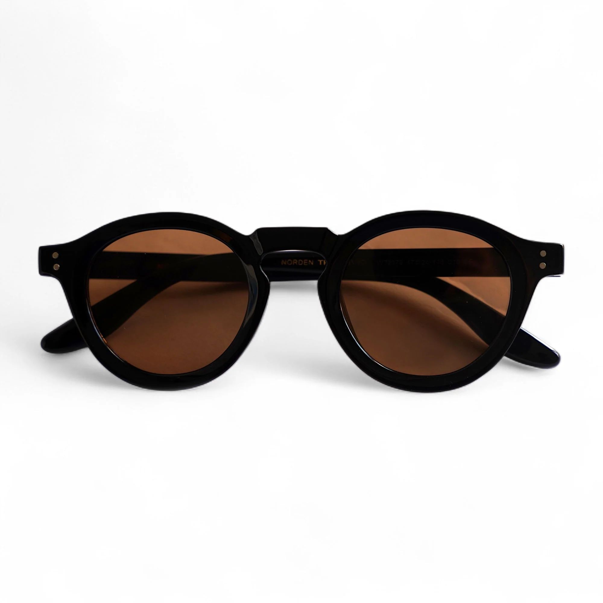 Polarised TR90 Round Sunglasses Black Brown Lens Unisex - Image 3