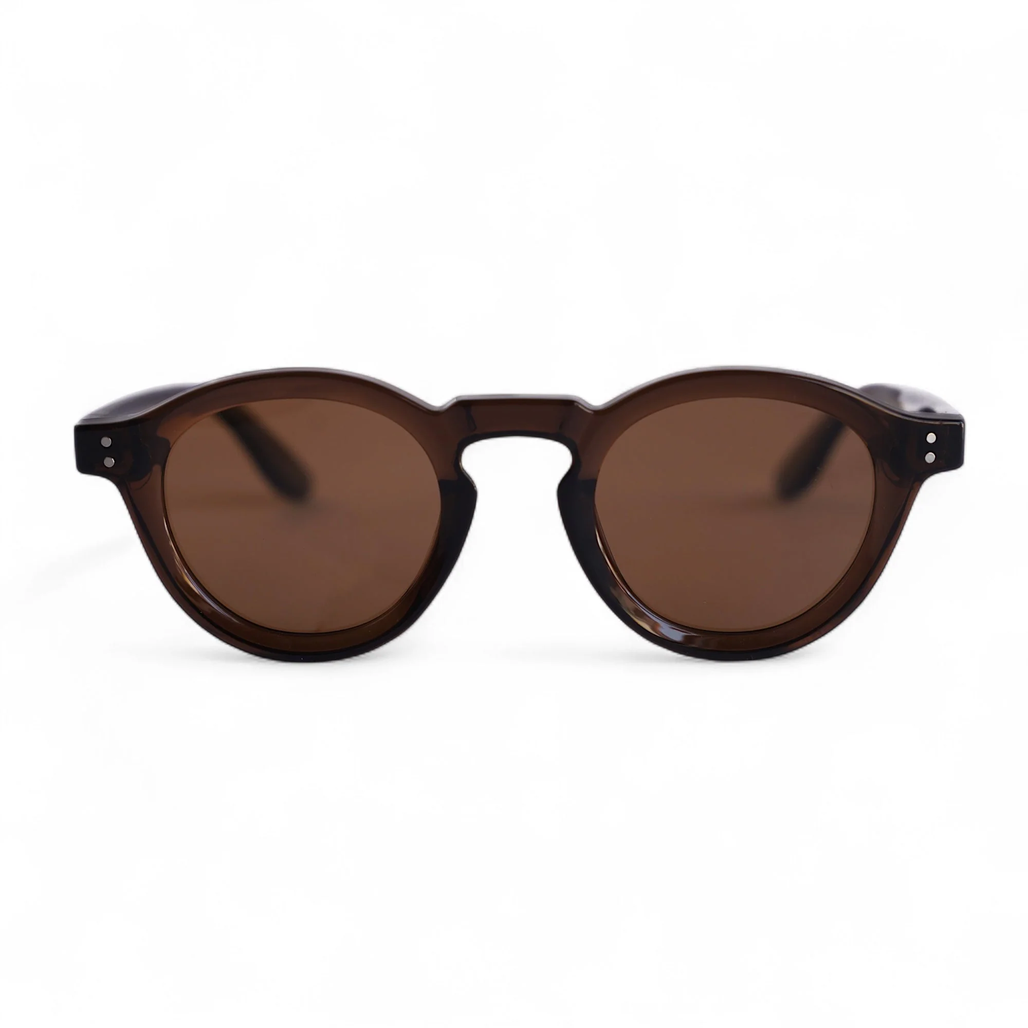 Brown Polarised Unisex Round Sunglasses TR90 UV400