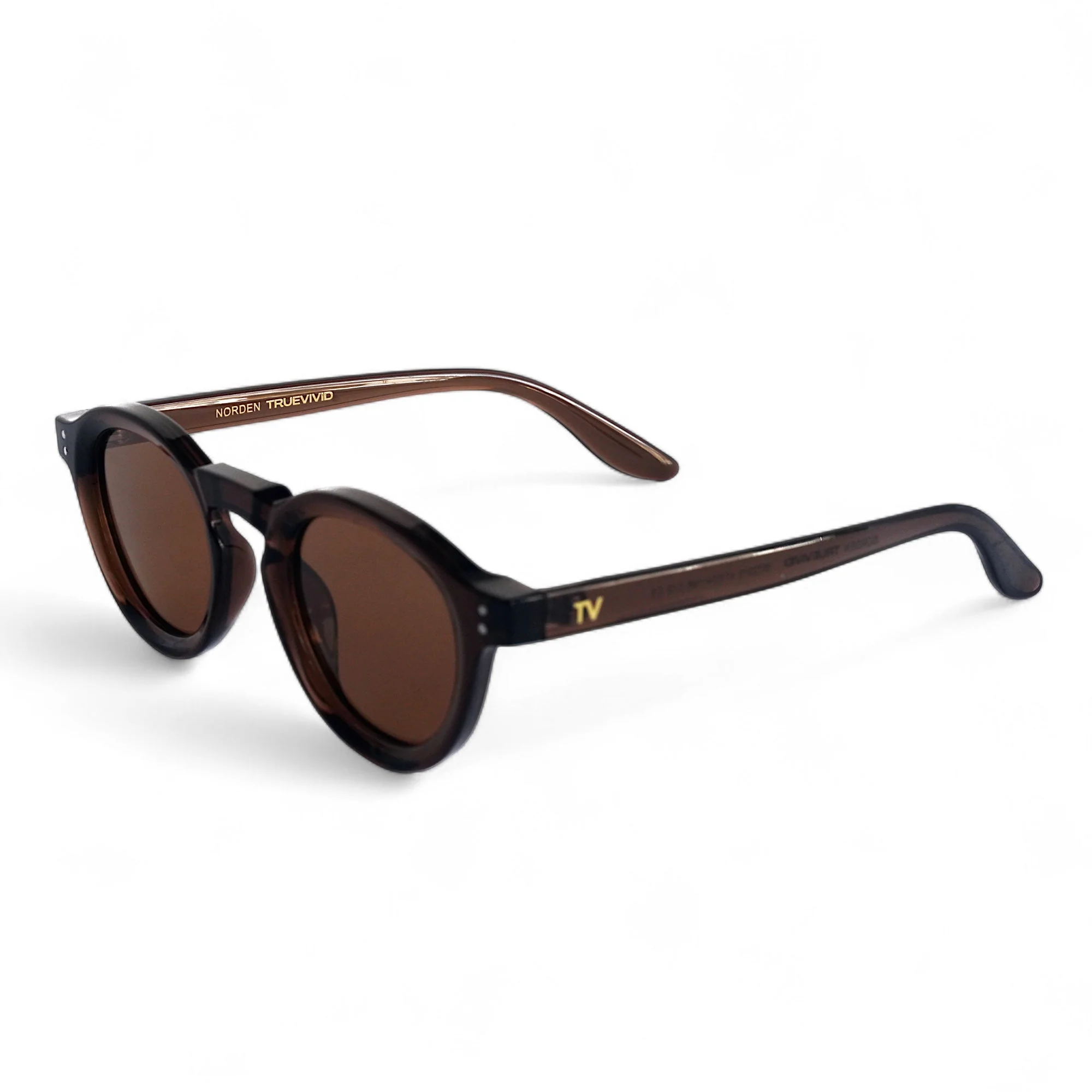 Brown Polarised Unisex Round Sunglasses TR90 UV400 - Image 2