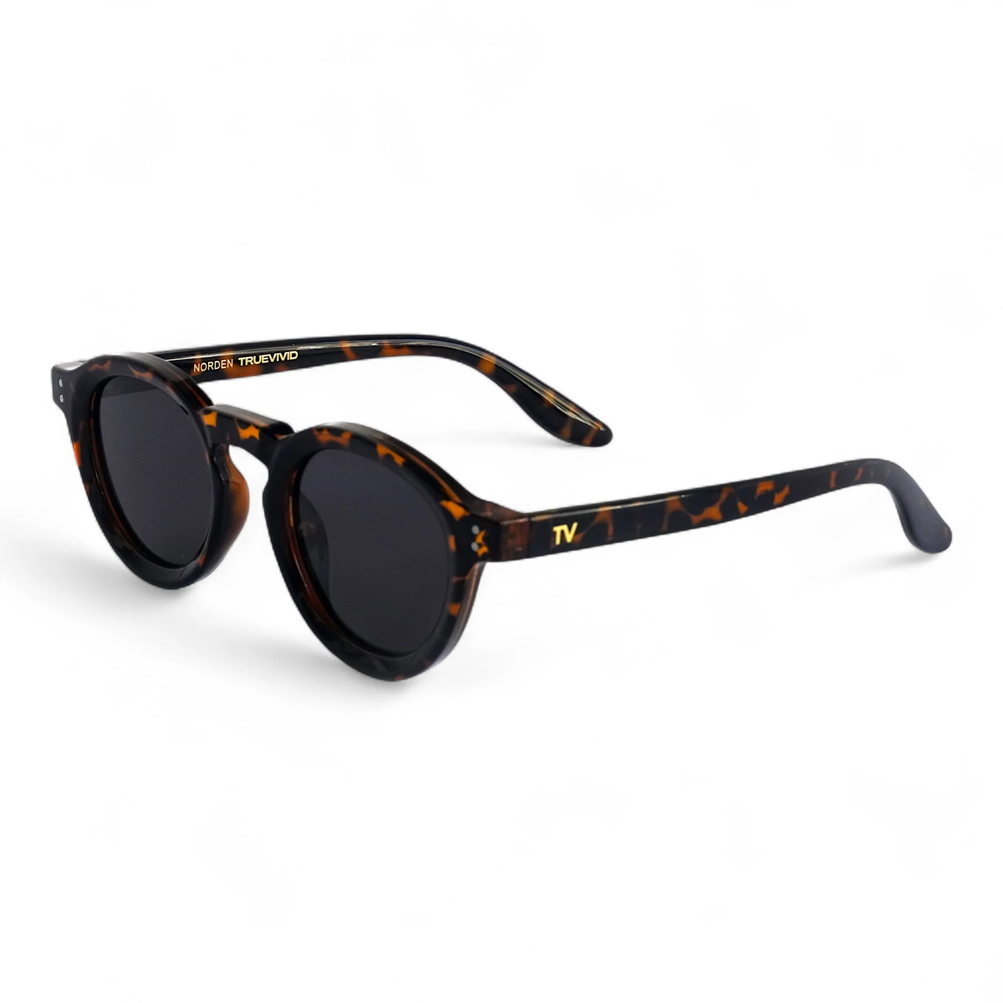 TR90 Polarised Round Sunglasses Unisex Tortoise Grey | TrueVivid - Image 2