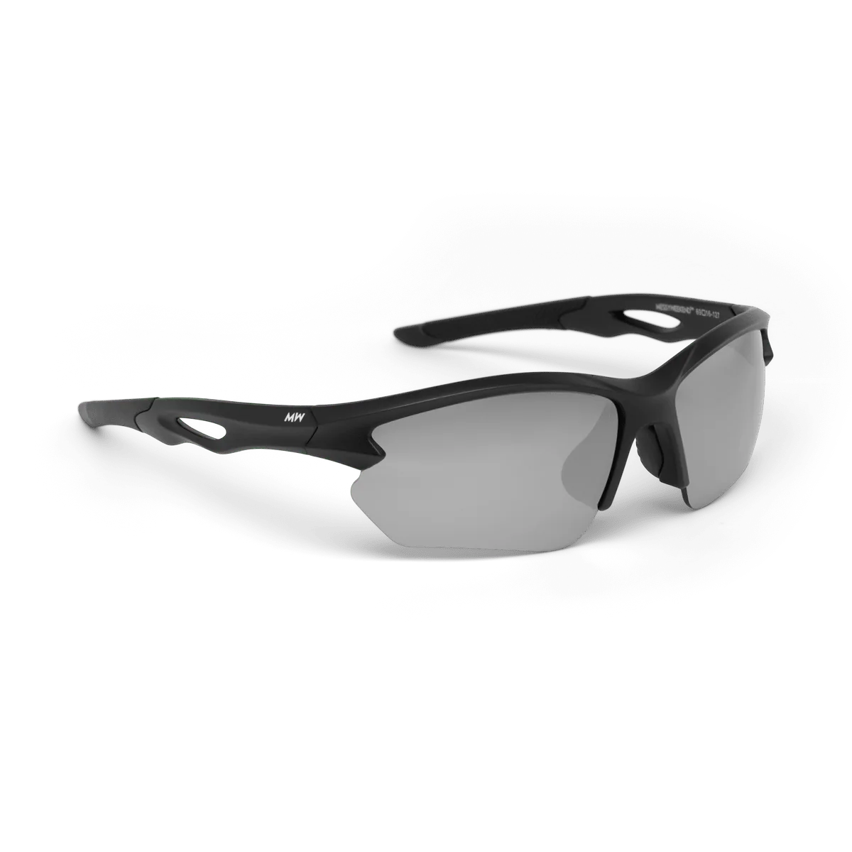 RATE Black Sports Polarised Sunglasses, Silver Mirrored Lens - Messy Weekend - Image 2