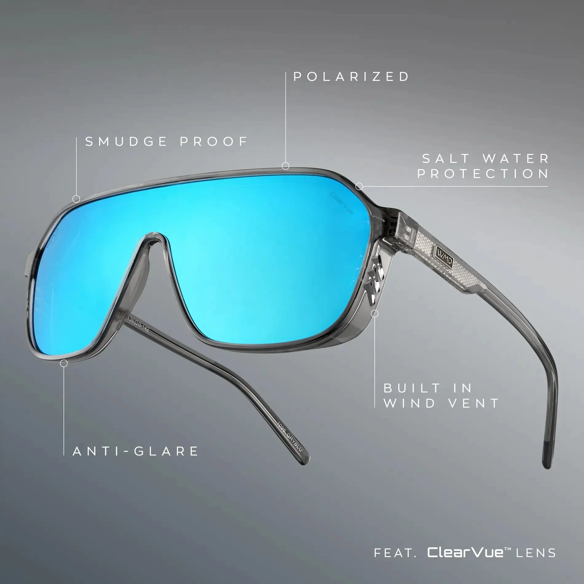 RYDER Shield Sports Polarised Sunglasses, Grey Mirror Blue Lens by WMP Eyewear - Image 6