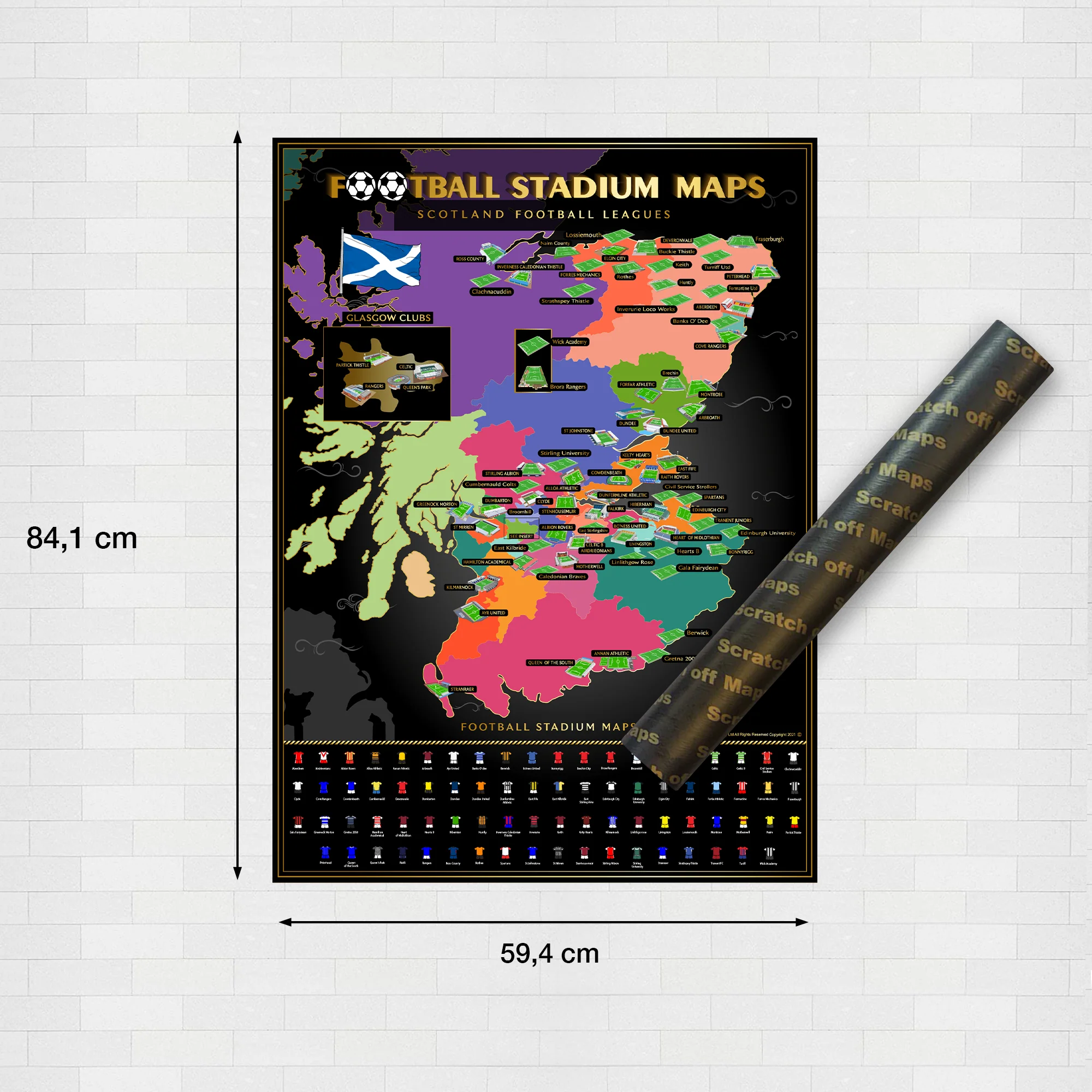 2024 Scottish Football Stadium Scratch-Off Map A1 - Image 3